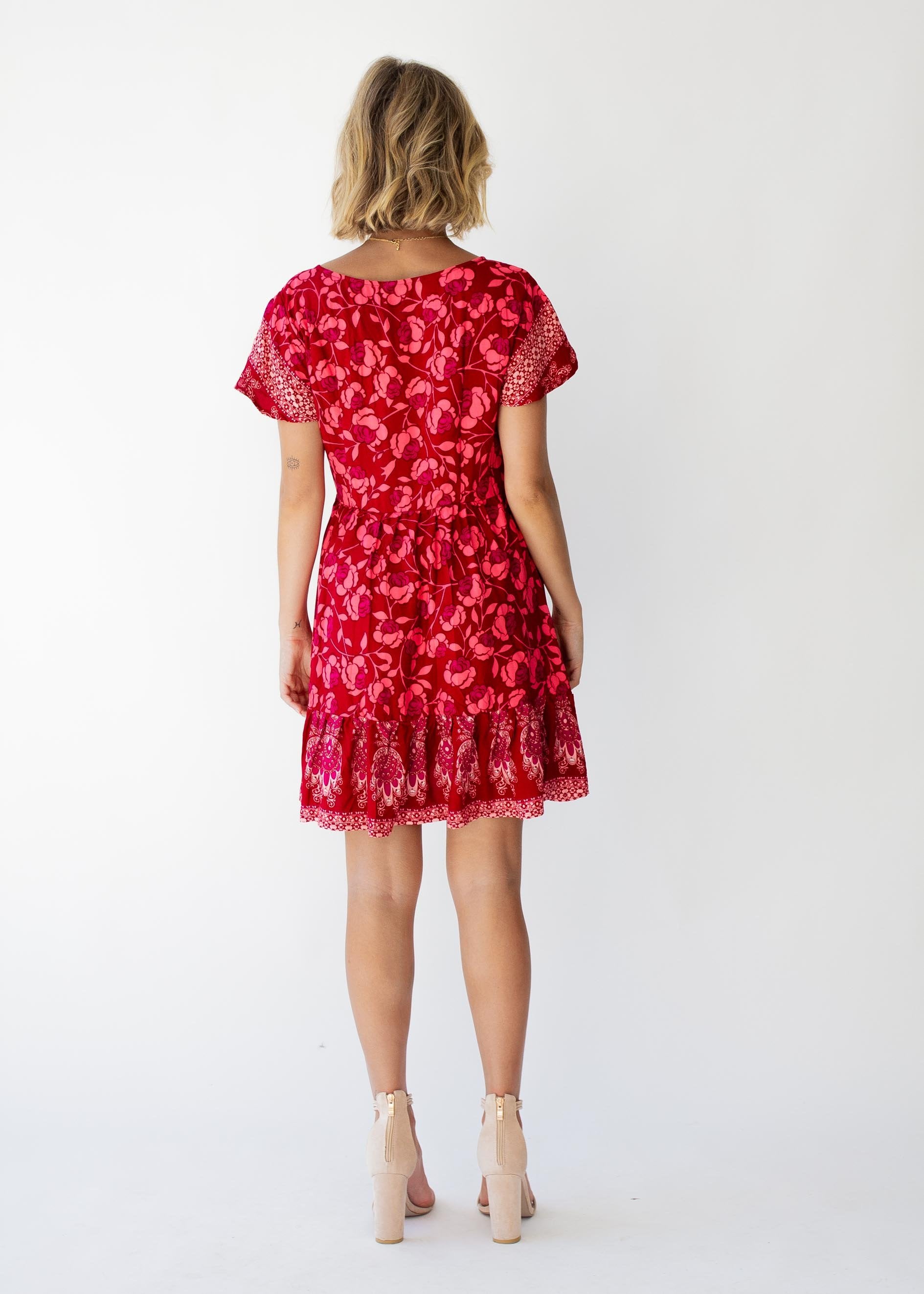 Sumatra Swing Dress - Crimson Floral