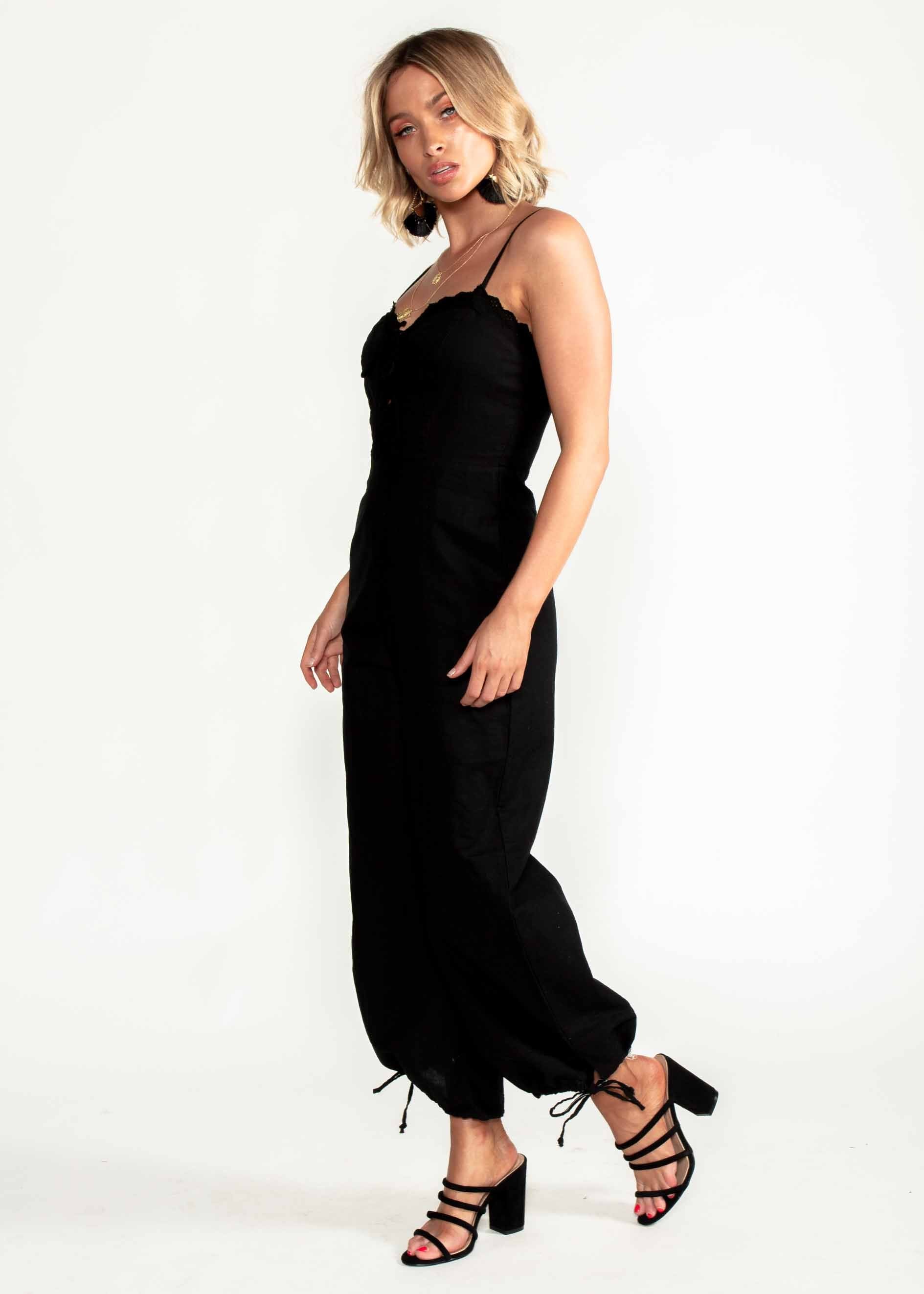 Cross Your Mind Pantsuit - Black