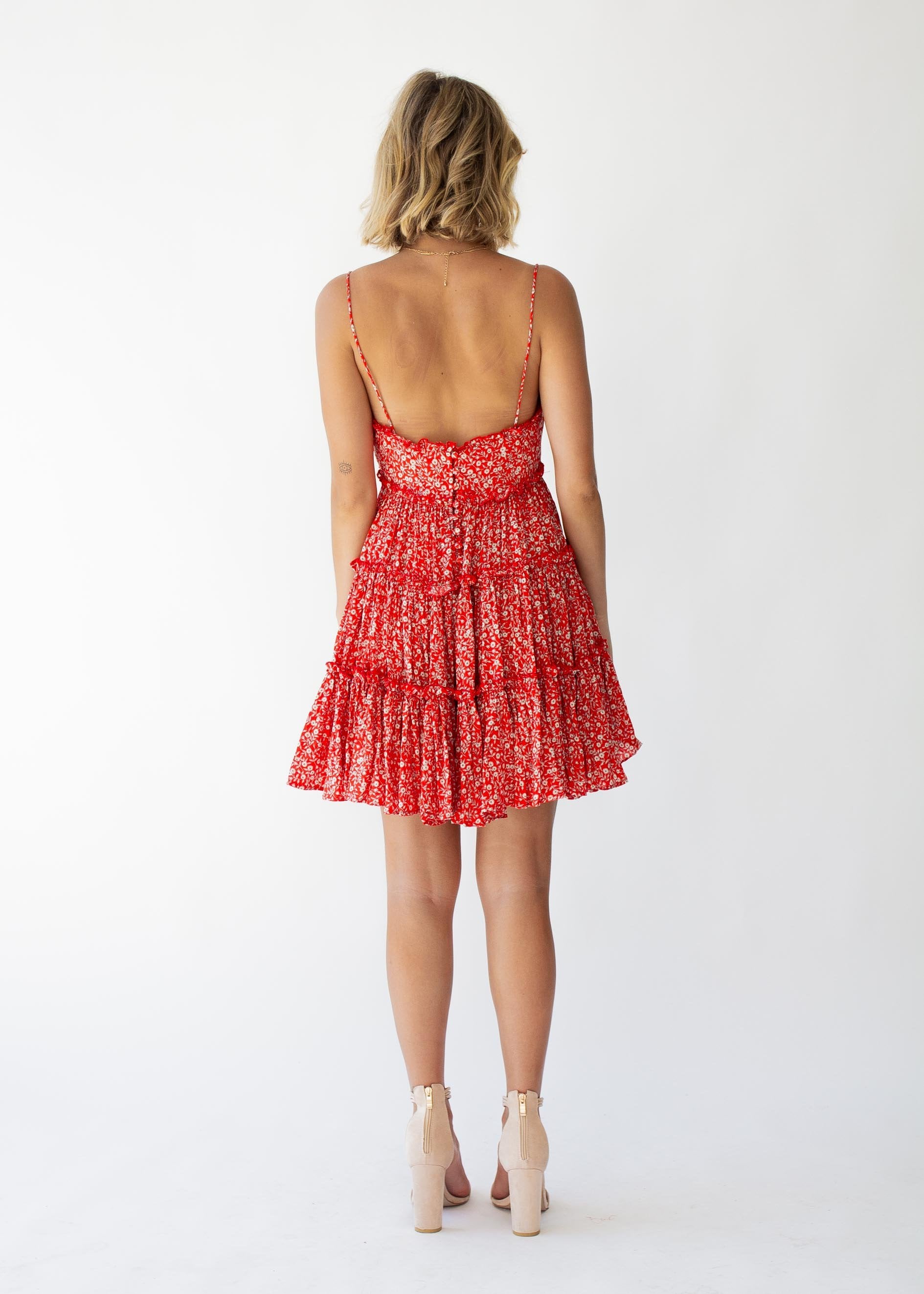 Lucille Swing Dress - Red Floral