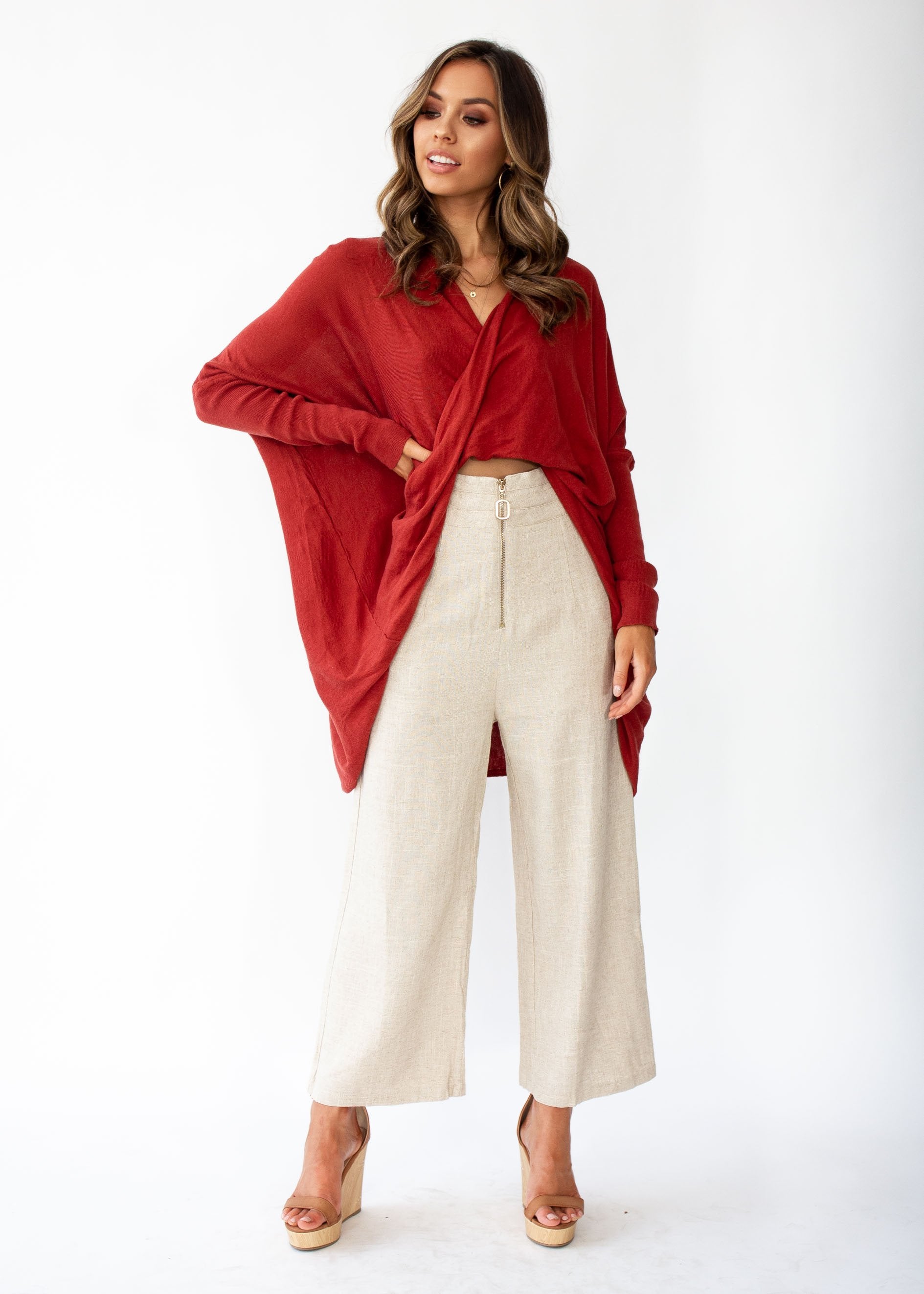 Daytona Twist Knit Top - Rust