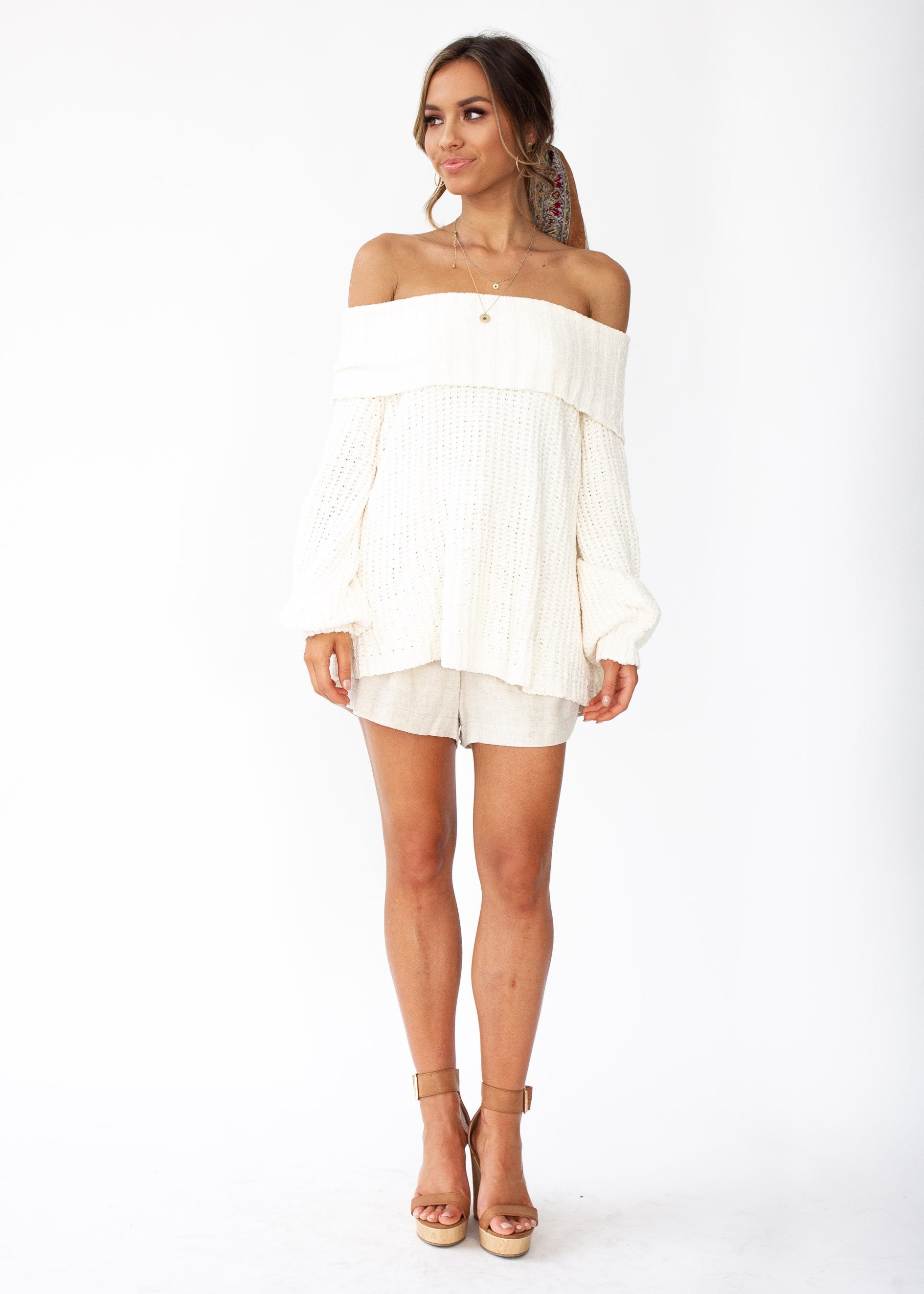 Rare Find Off Shoulder Sweater - Cream