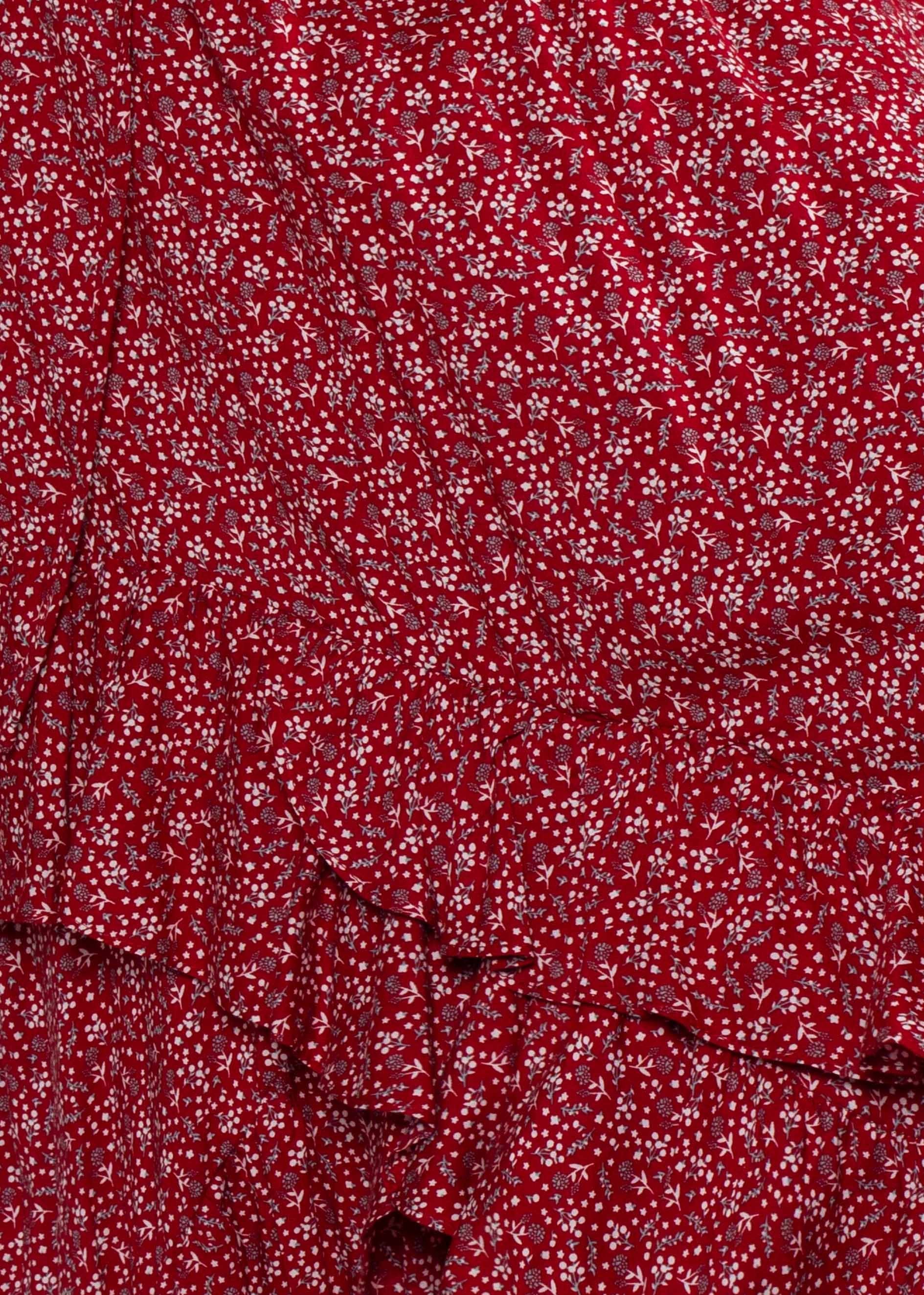 Boundless Blooms Maxi Hi-Lo Skirt - Red Floral