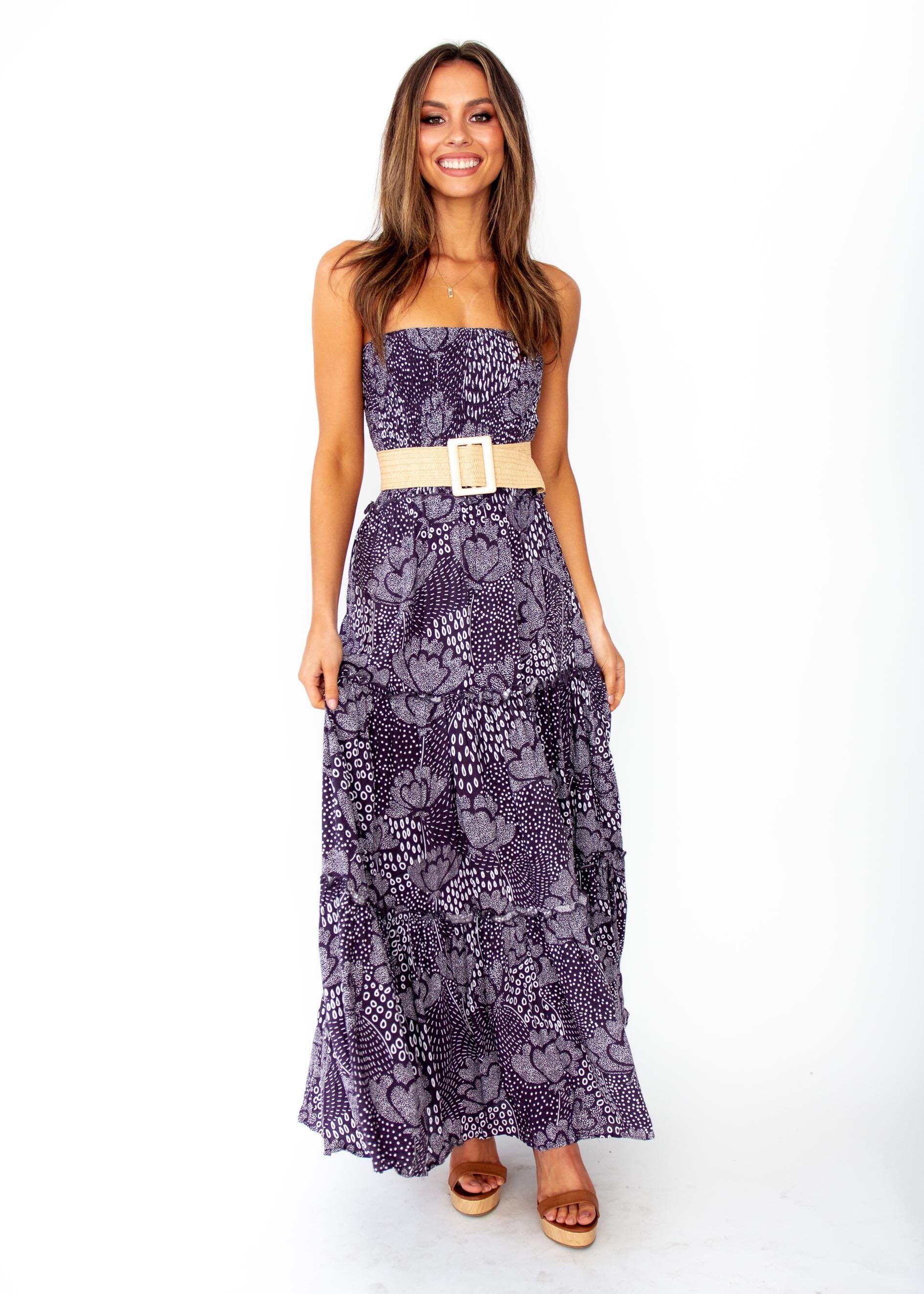 Indra Strapless Maxi Dress - Navy Twilight