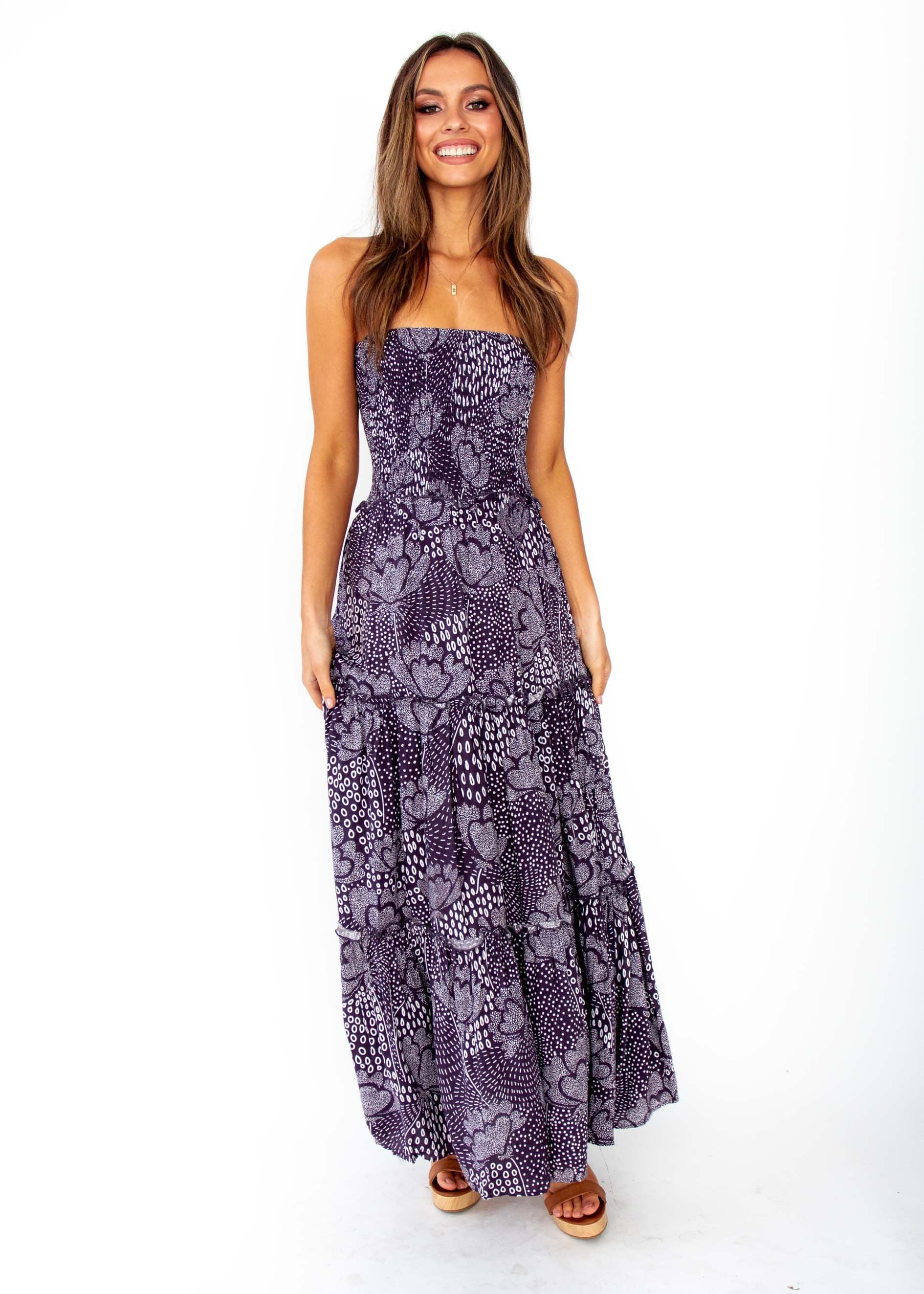 Indra Strapless Maxi Dress - Navy Twilight