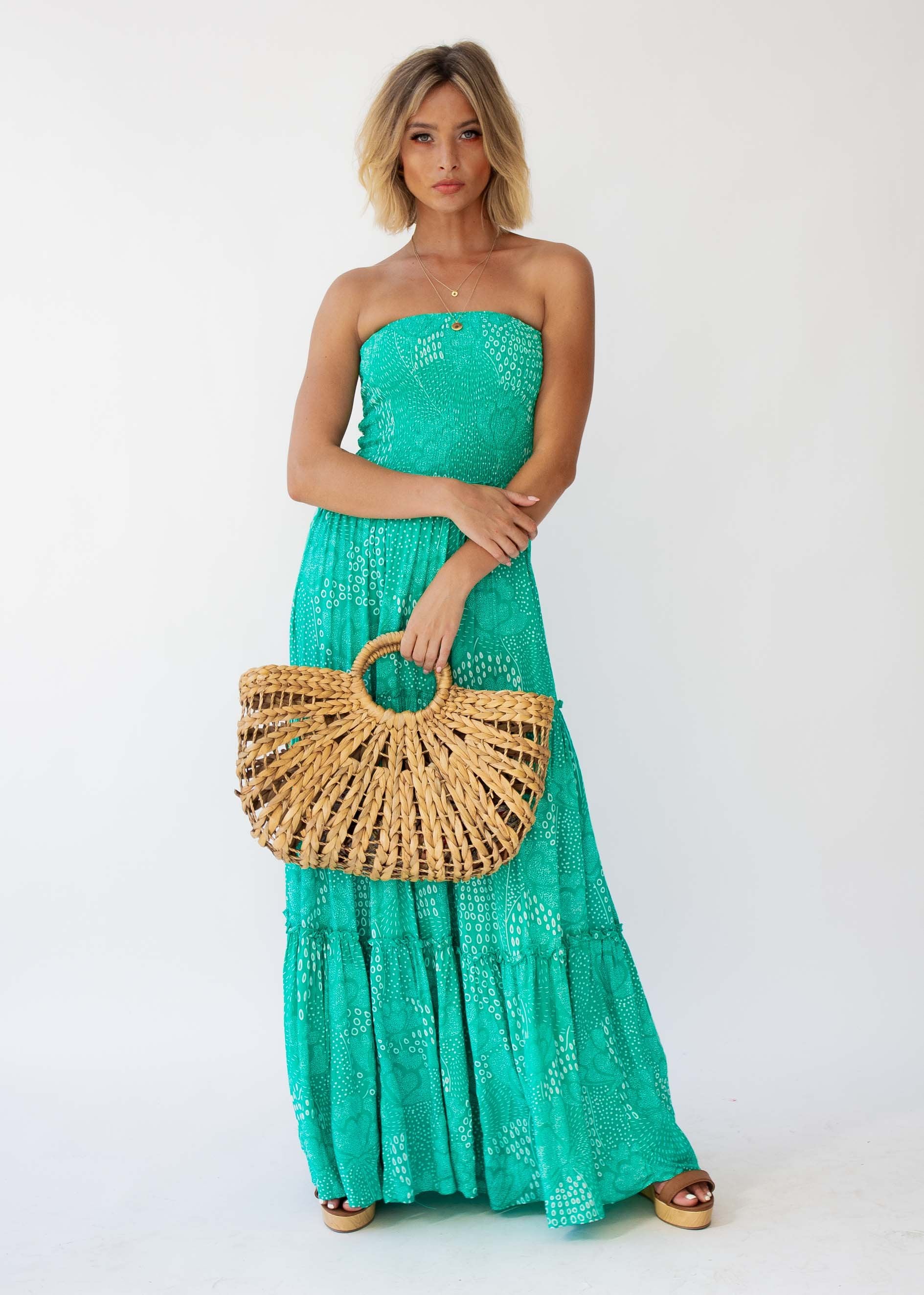 Indra Strapless Maxi Dress - Jade Twilight
