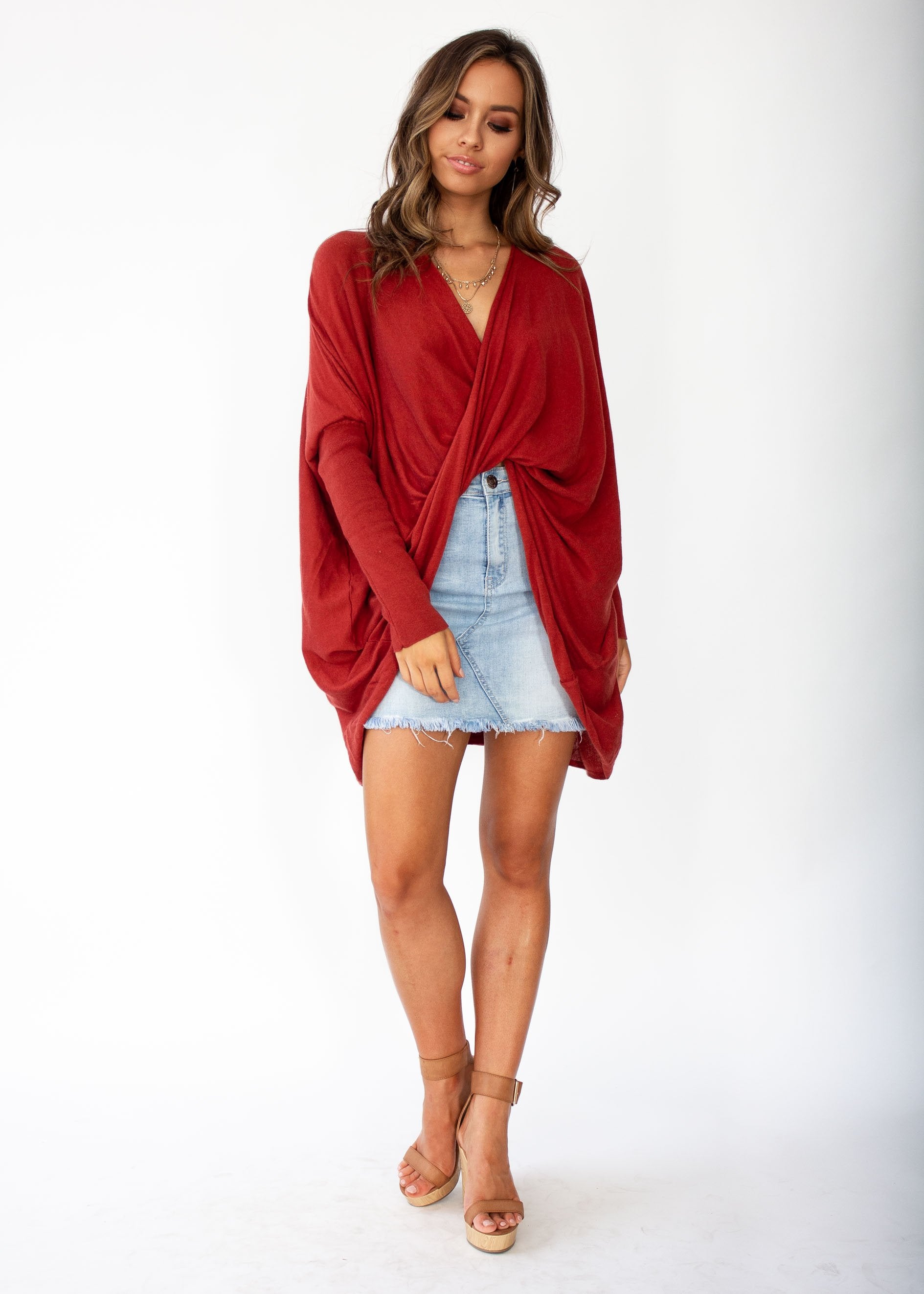 Daytona Twist Knit Top - Rust