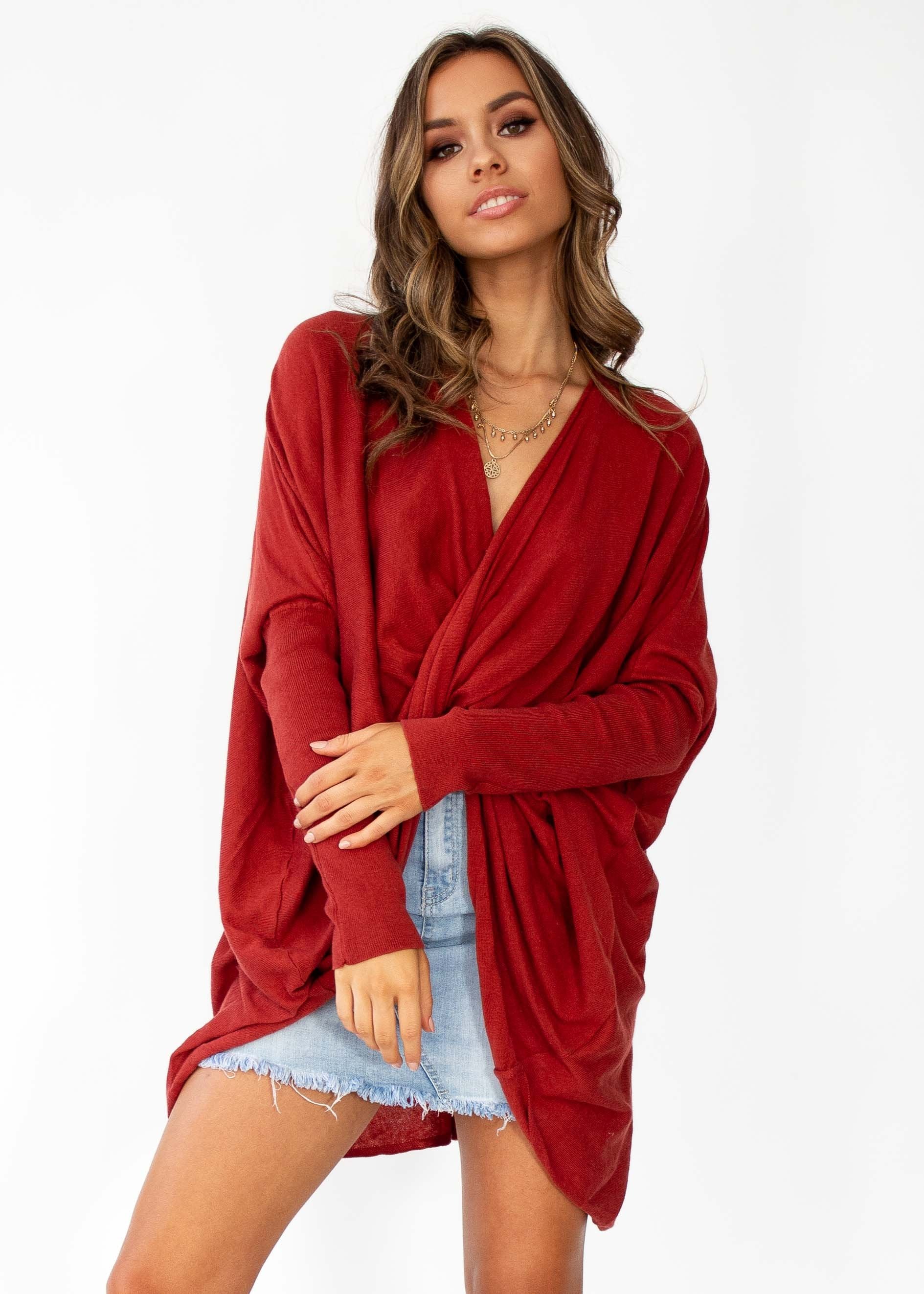 Daytona Twist Knit Top - Rust