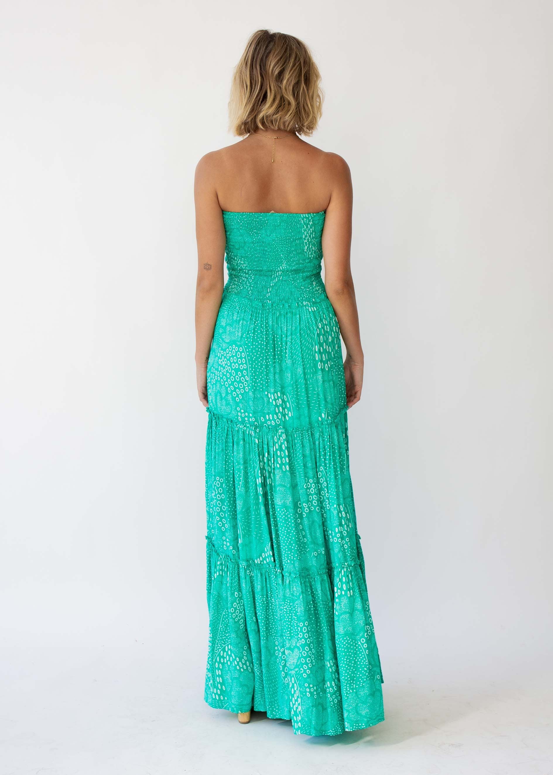 Indra Strapless Maxi Dress - Jade Twilight