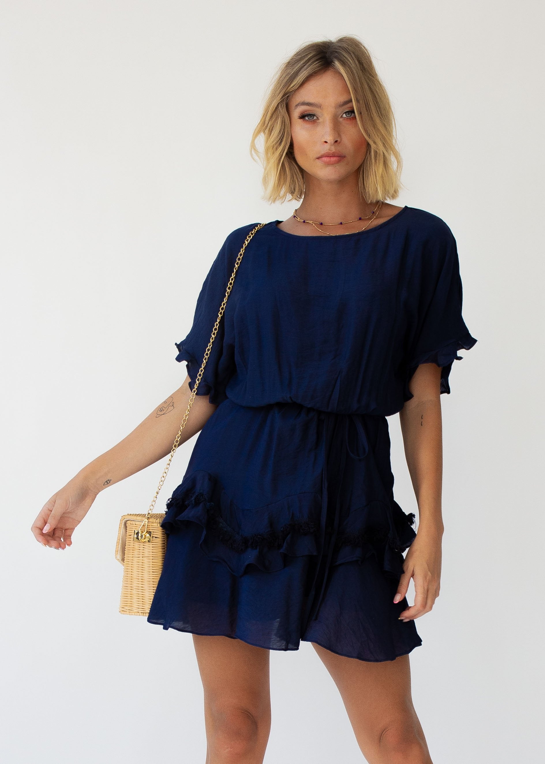 Touch of Glow Dress - Navy