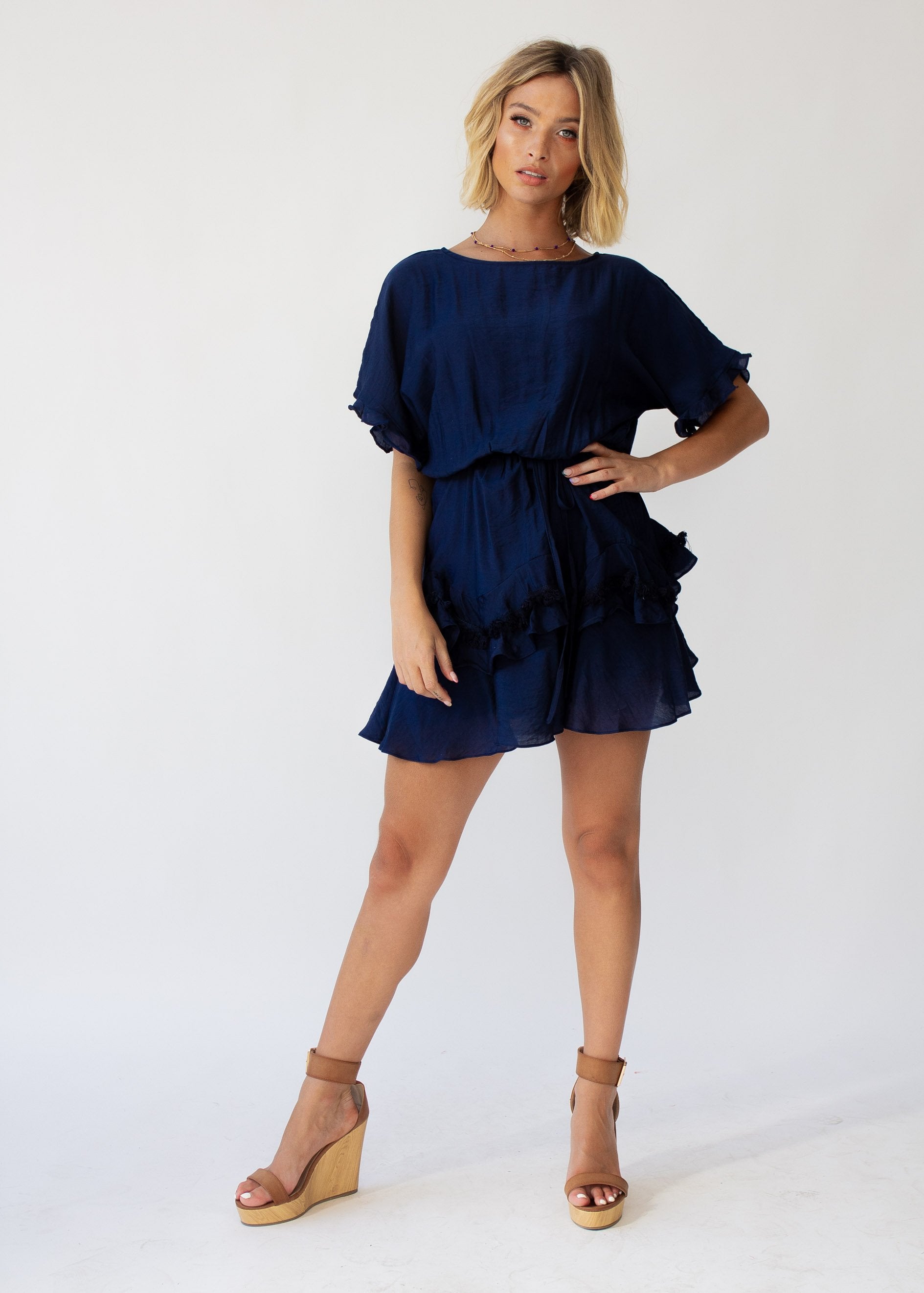 Touch of Glow Dress - Navy