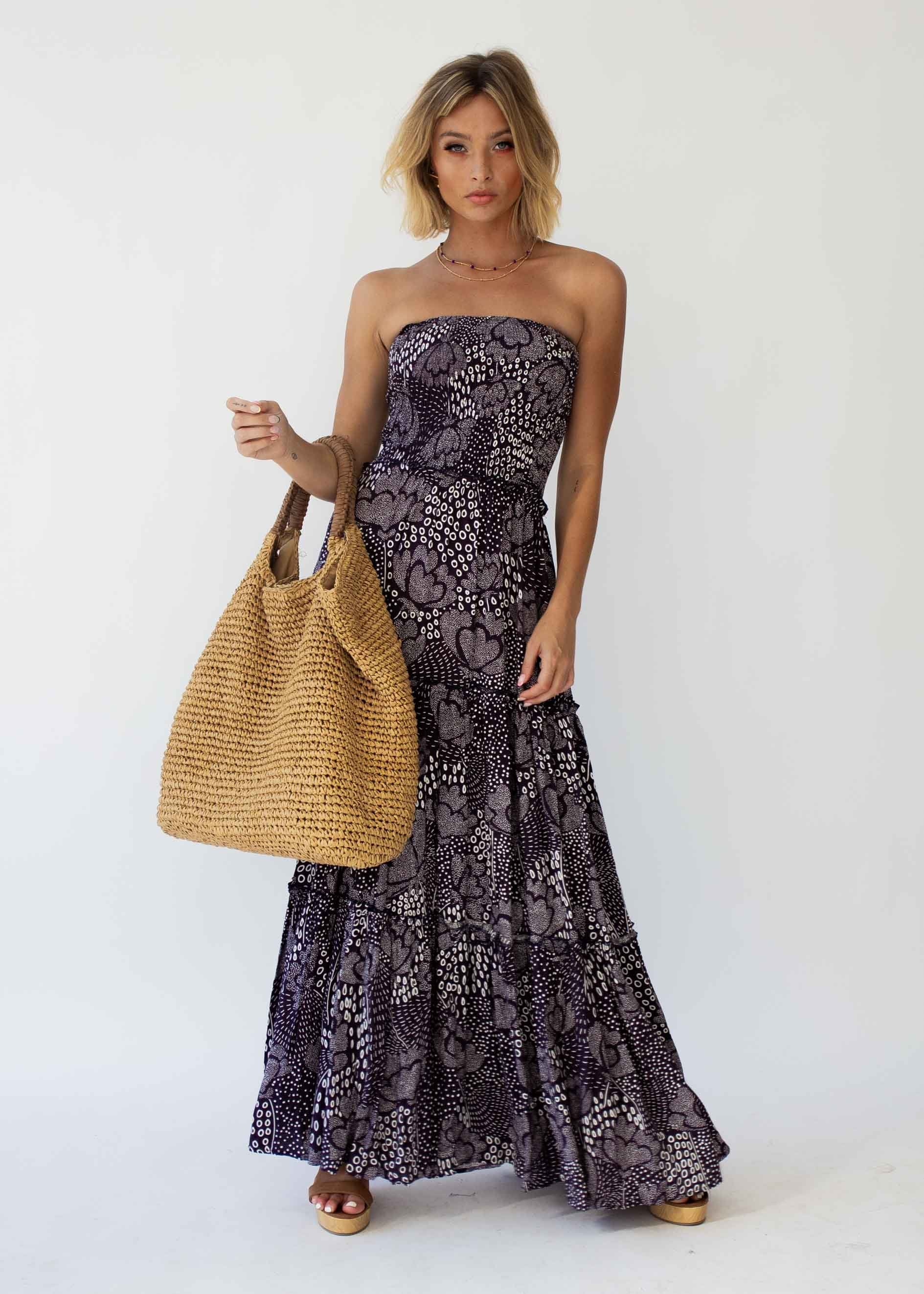 Indra Strapless Maxi Dress - Navy Twilight