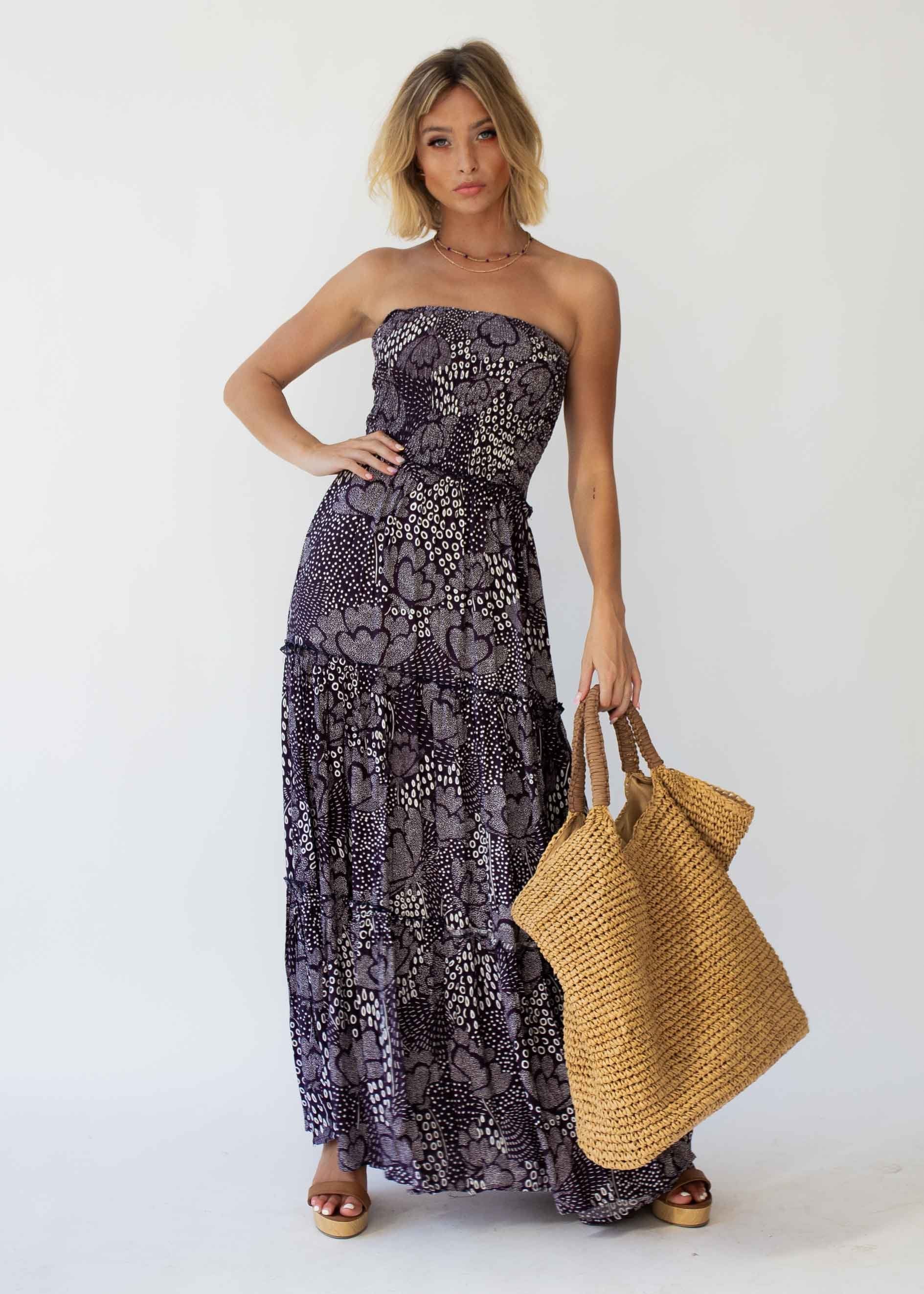 Indra Strapless Maxi Dress - Navy Twilight