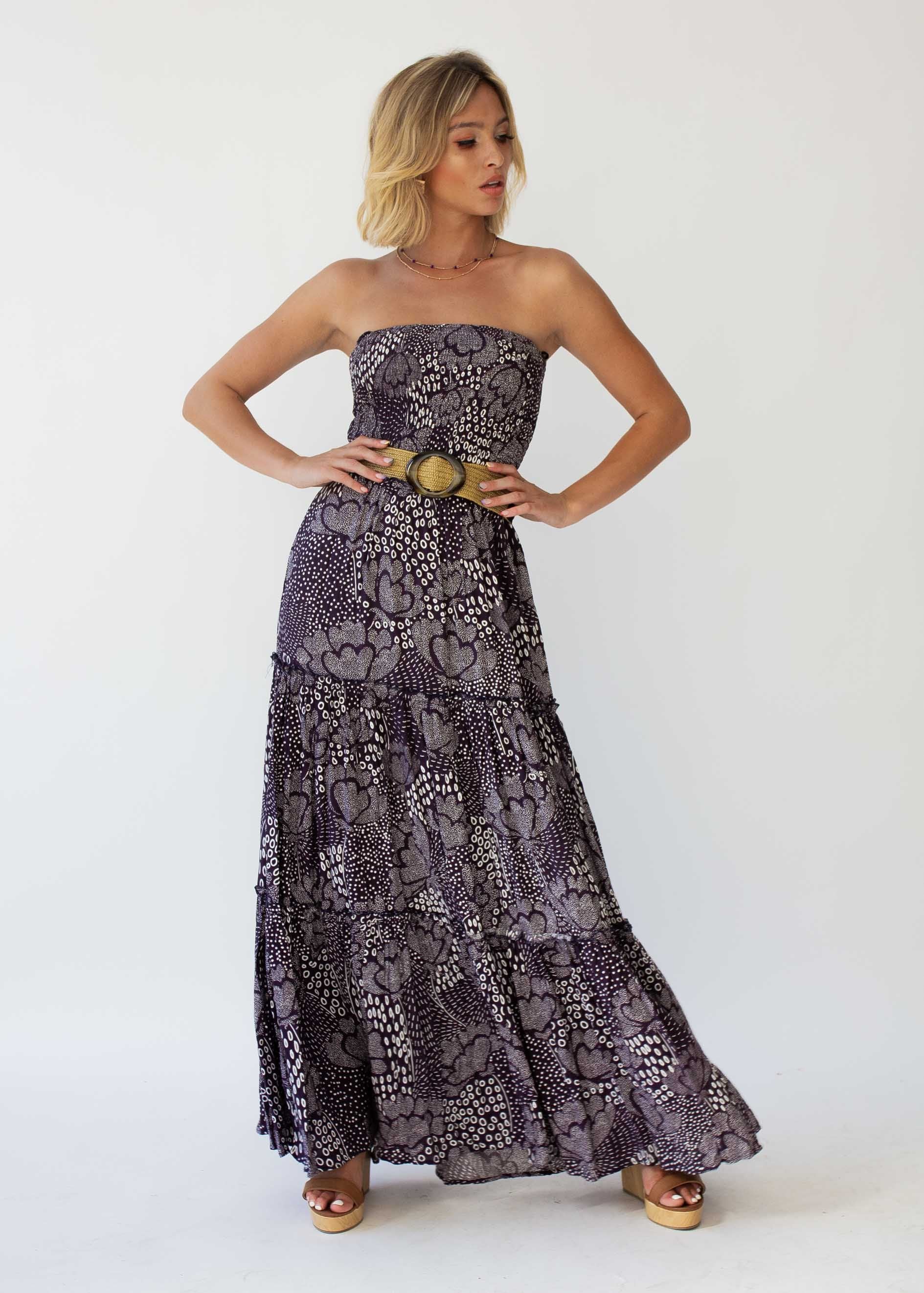 Indra Strapless Maxi Dress - Navy Twilight