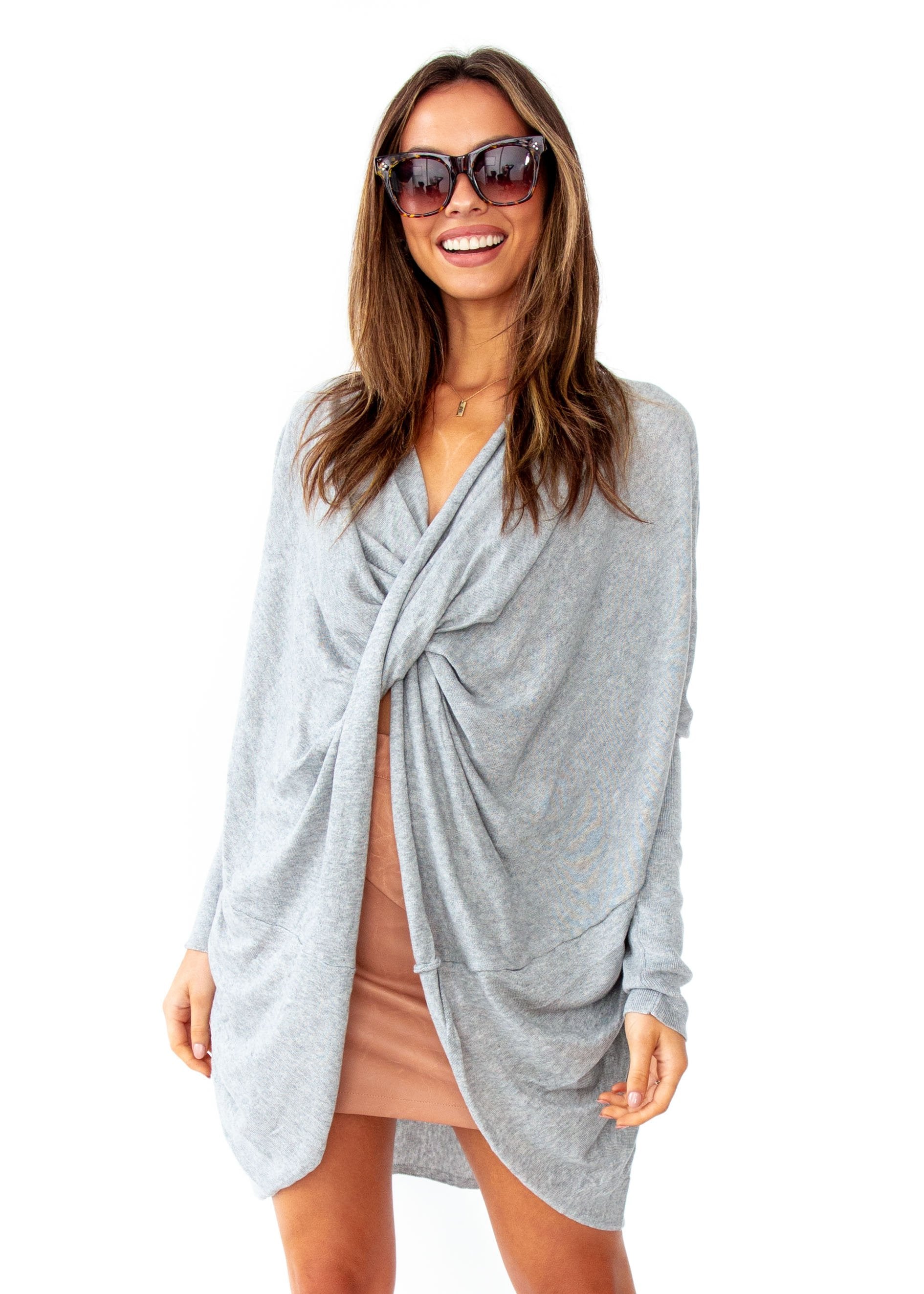 Women's Daytona Twist Knit Top - Grey