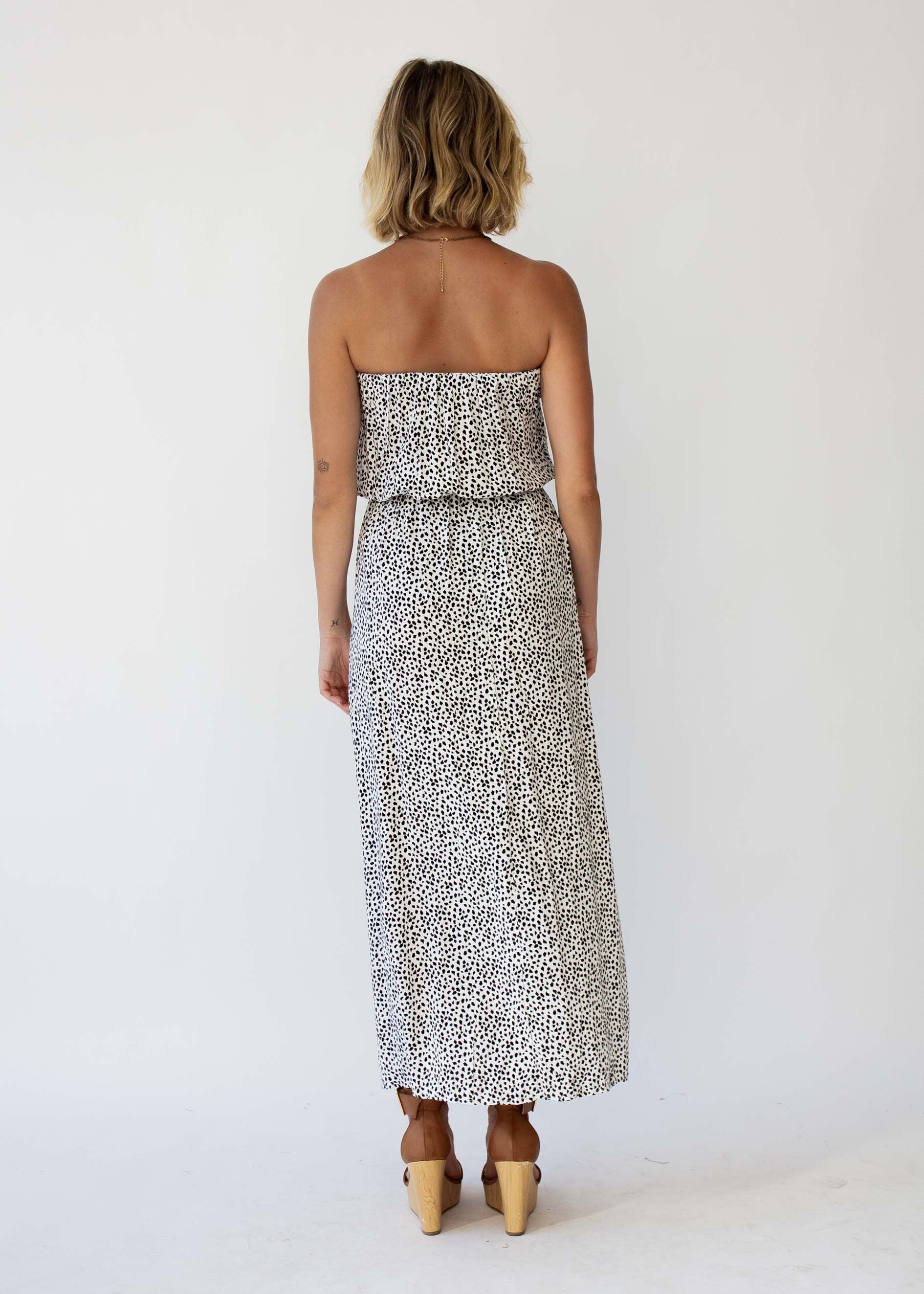 New Freedom Strapless Maxi Dress - White Spot