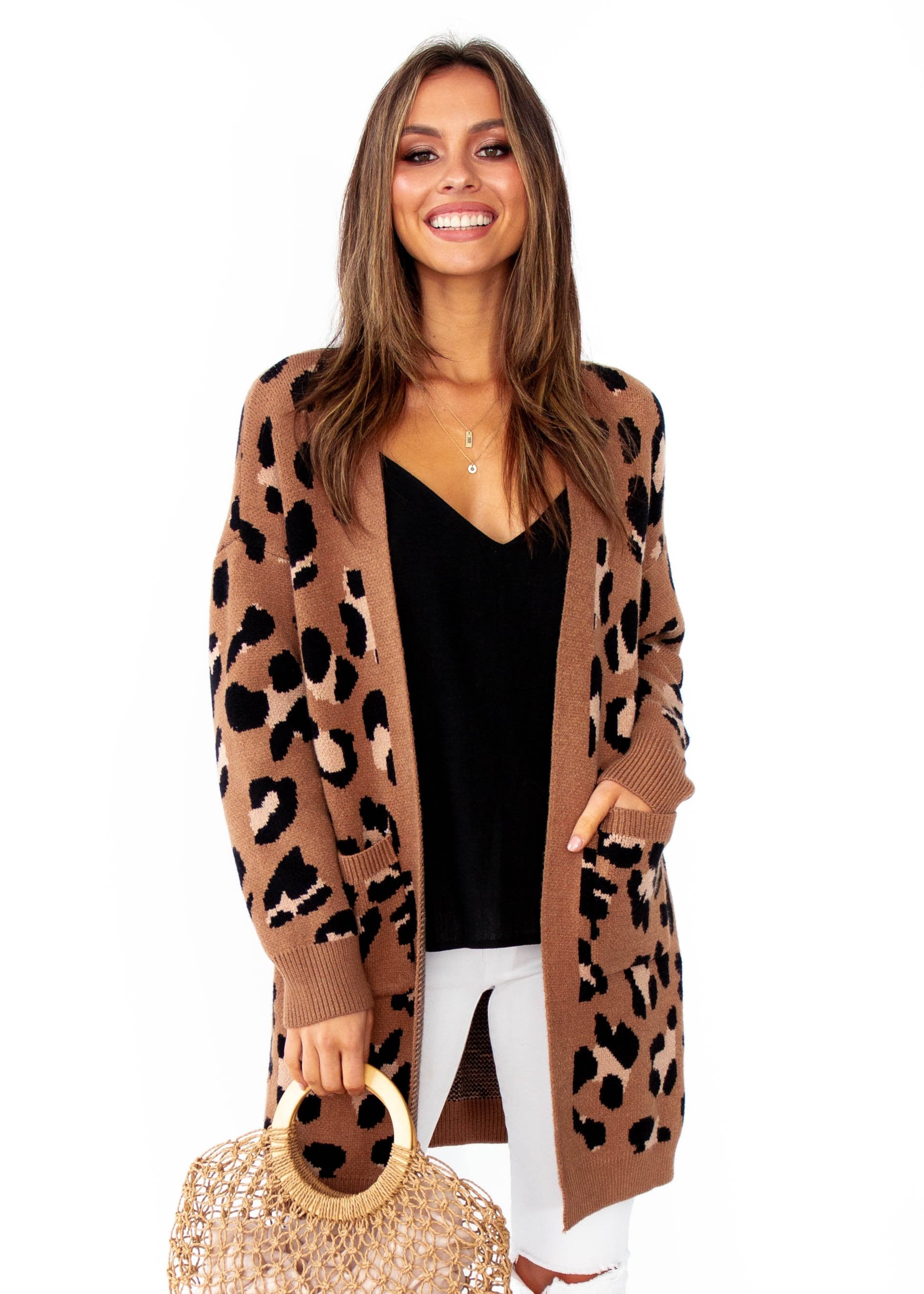 Woman's Better Than Ever Cardigan - Mocha Leopard Print
