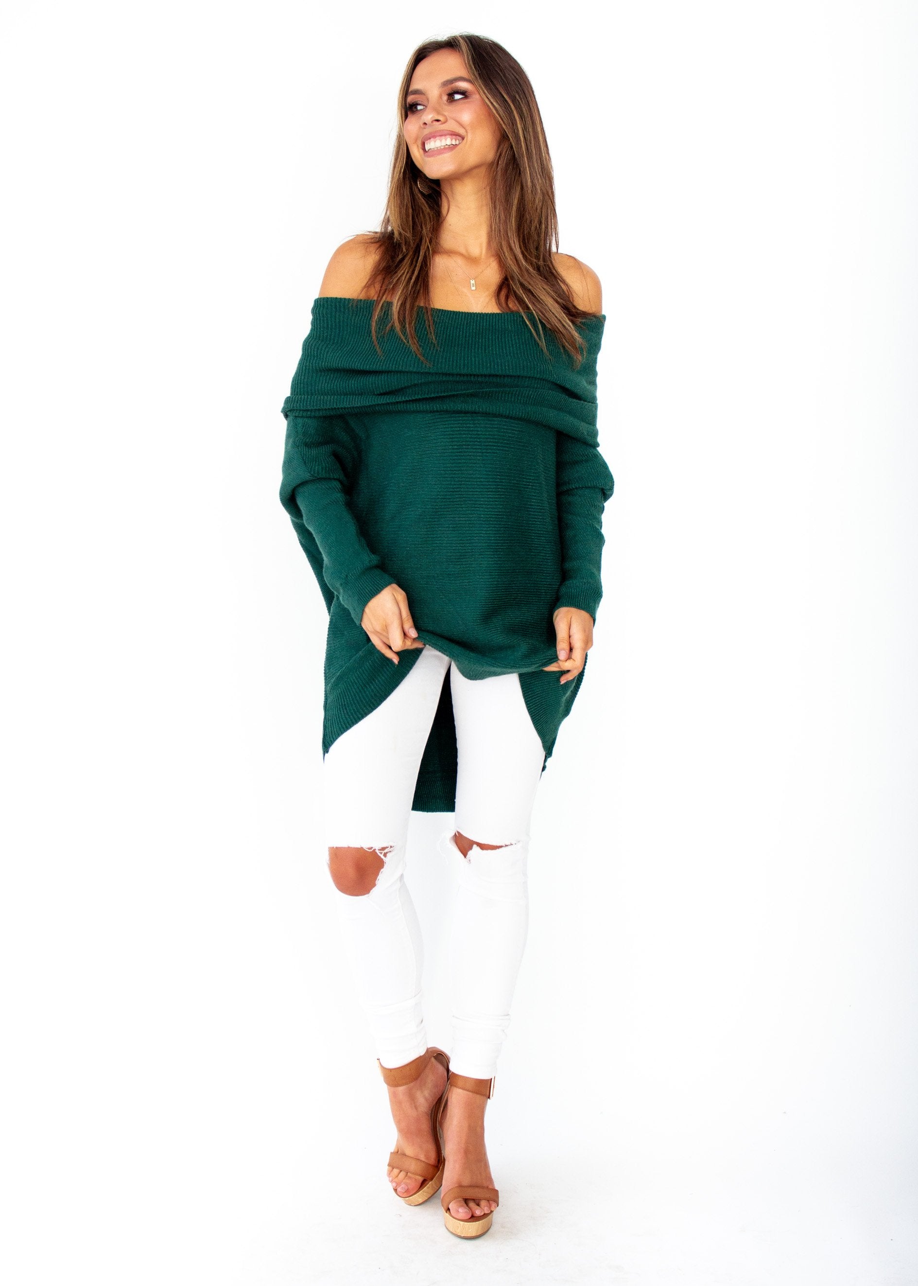 Dalton Roll Neck Sweater - Emerald