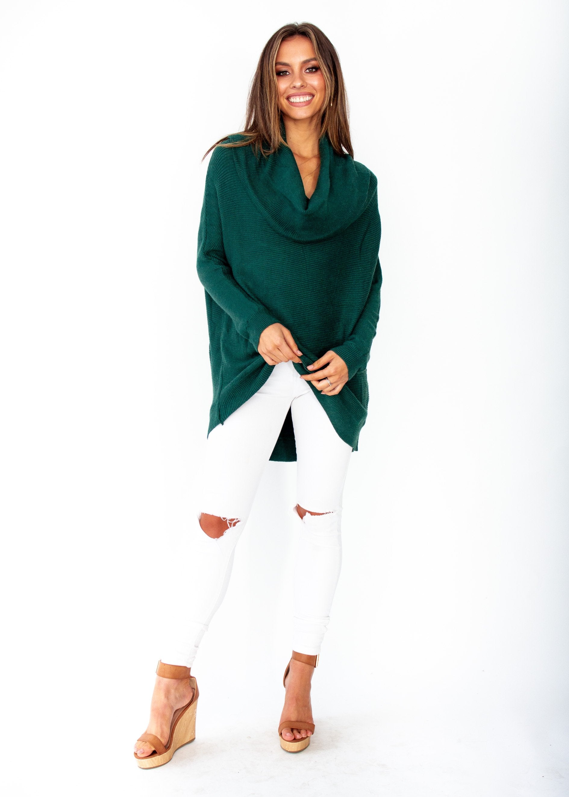 Dalton Roll Neck Sweater - Emerald
