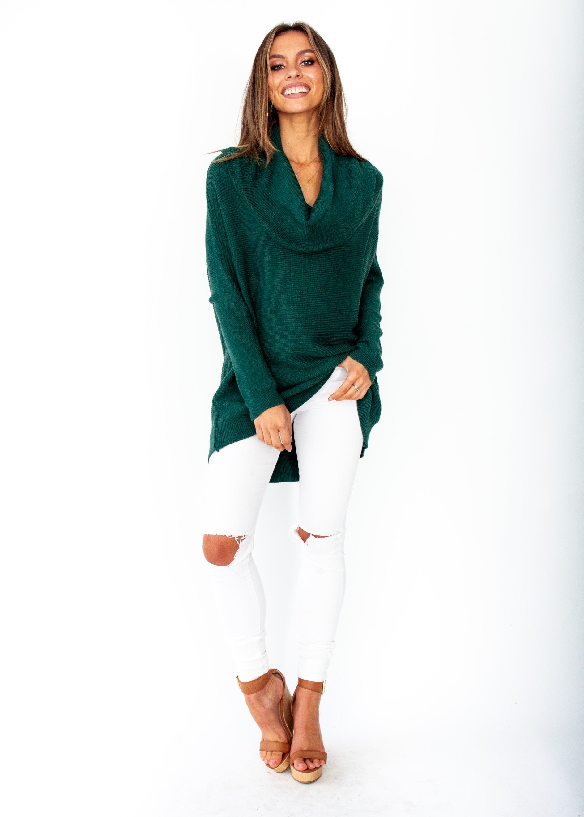 Dalton Roll Neck Sweater - Emerald