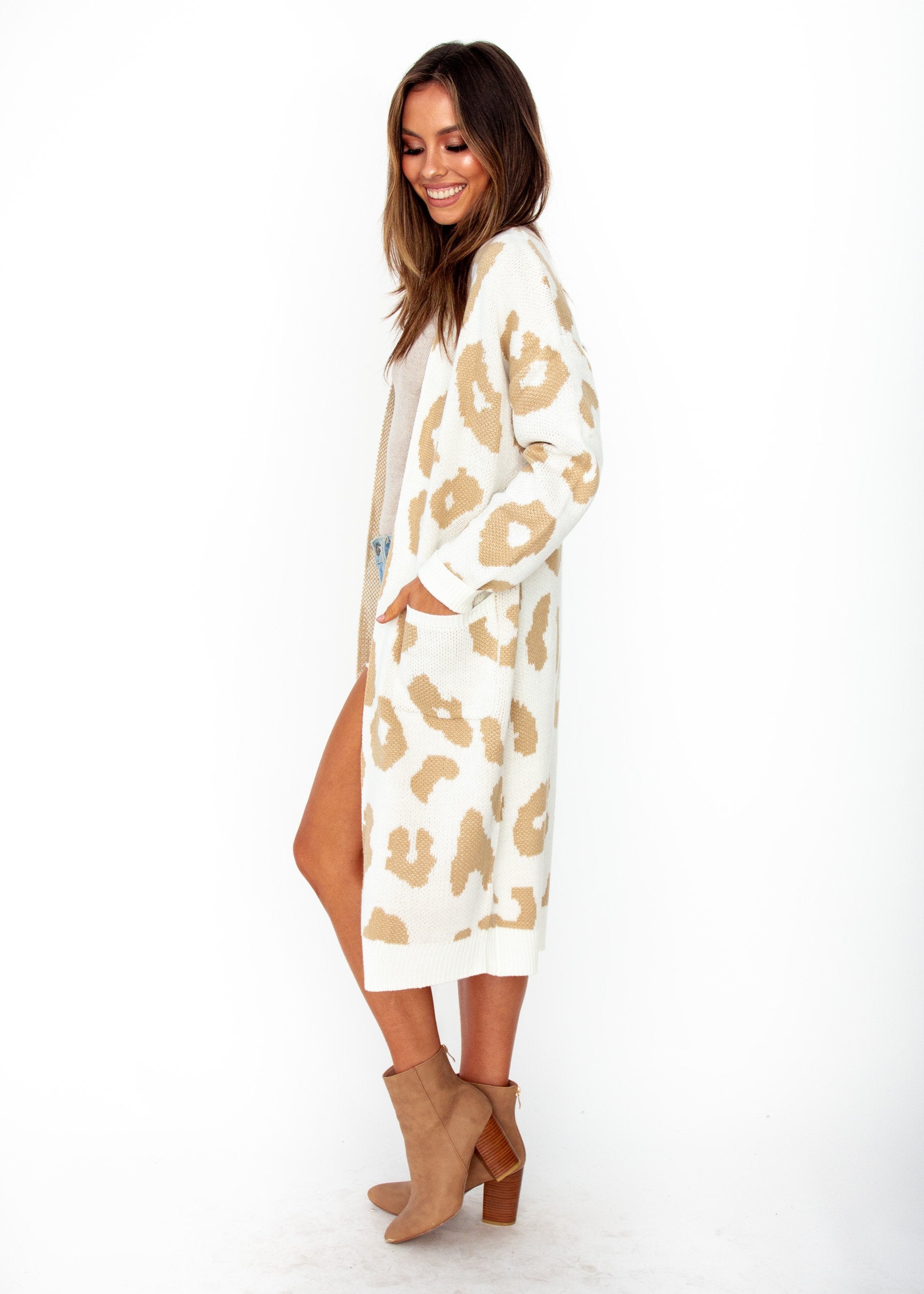 Only A Moment Cardigan - Cream Leopard