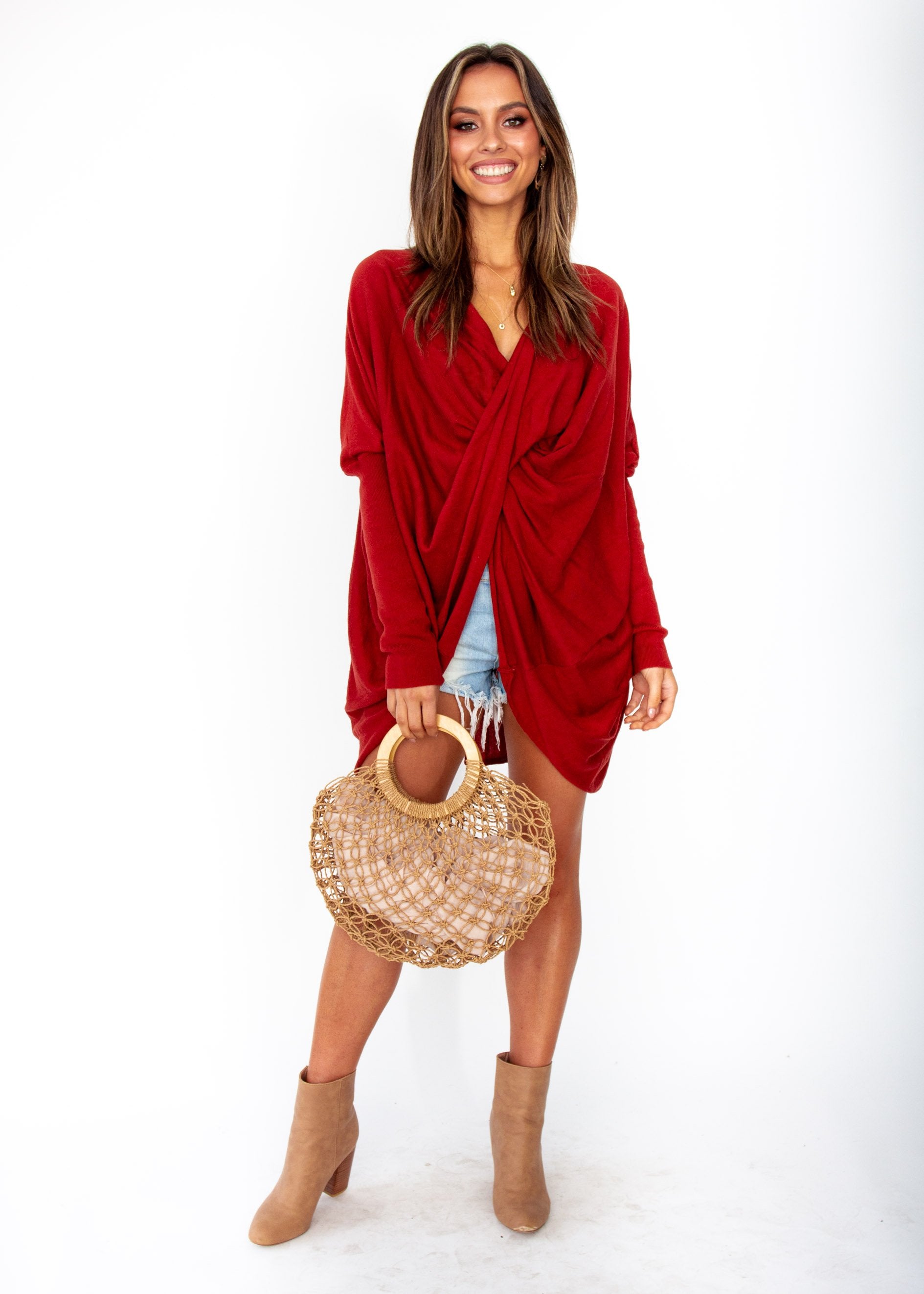 Daytona Twist Knit Top - Rust