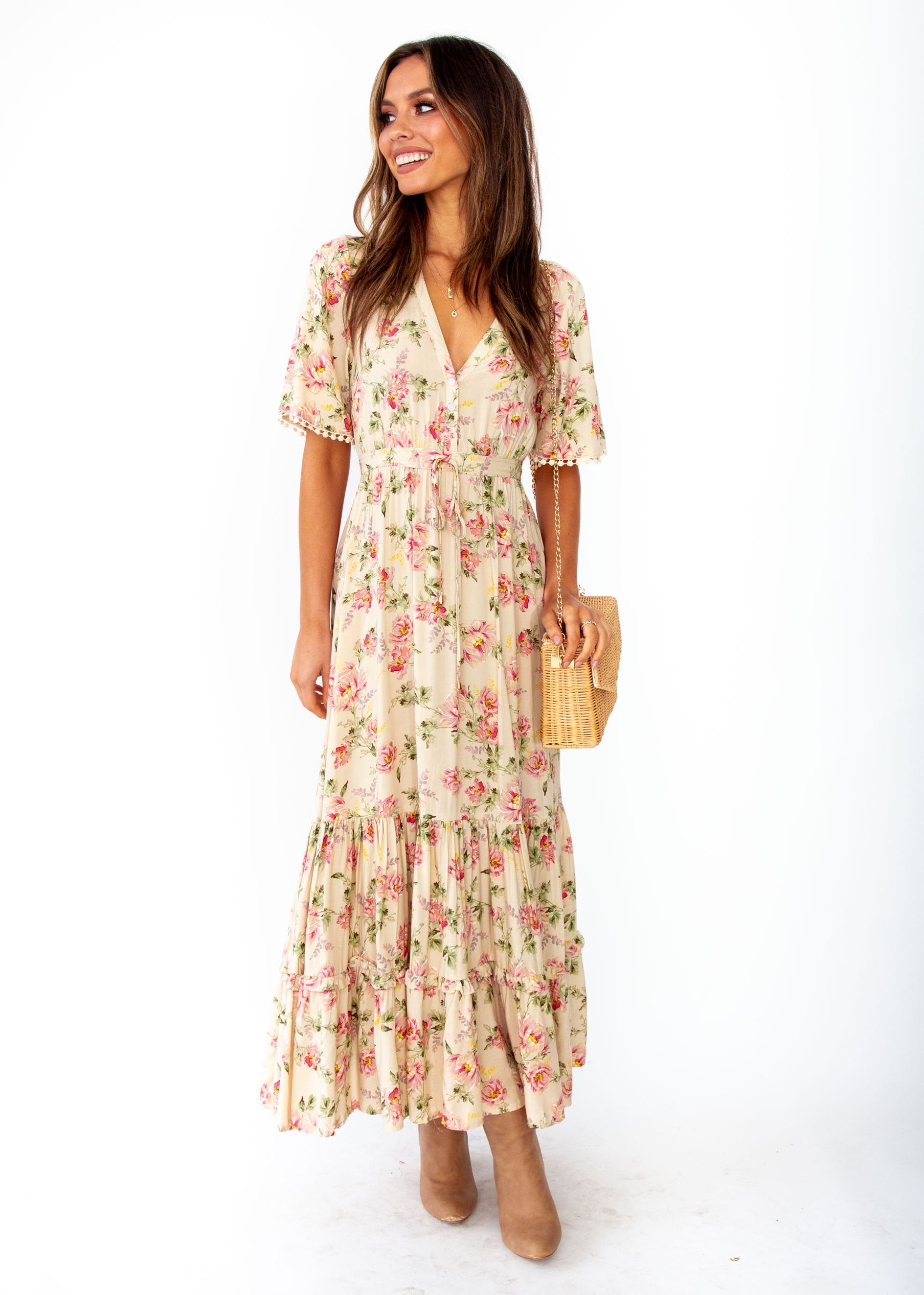 Women's Ashland Maxi Dress - Rowie - Cream Floral Print - Jaase