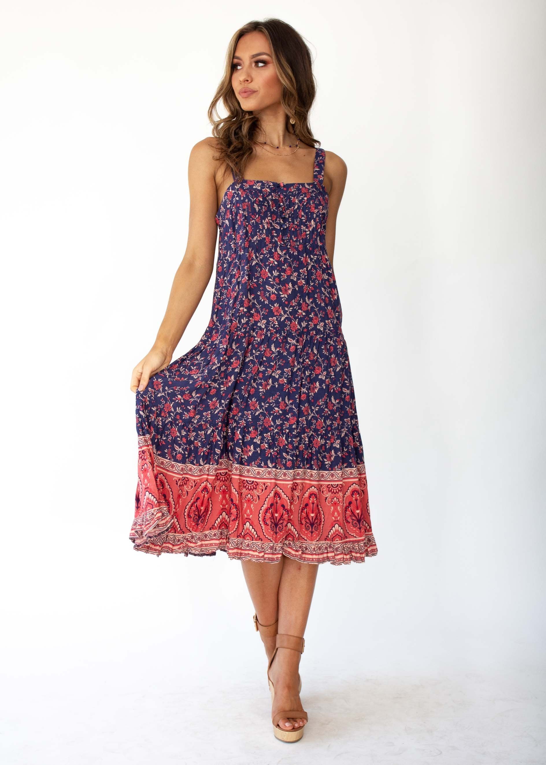 Sweet Life Midi Dress - Navy Floral