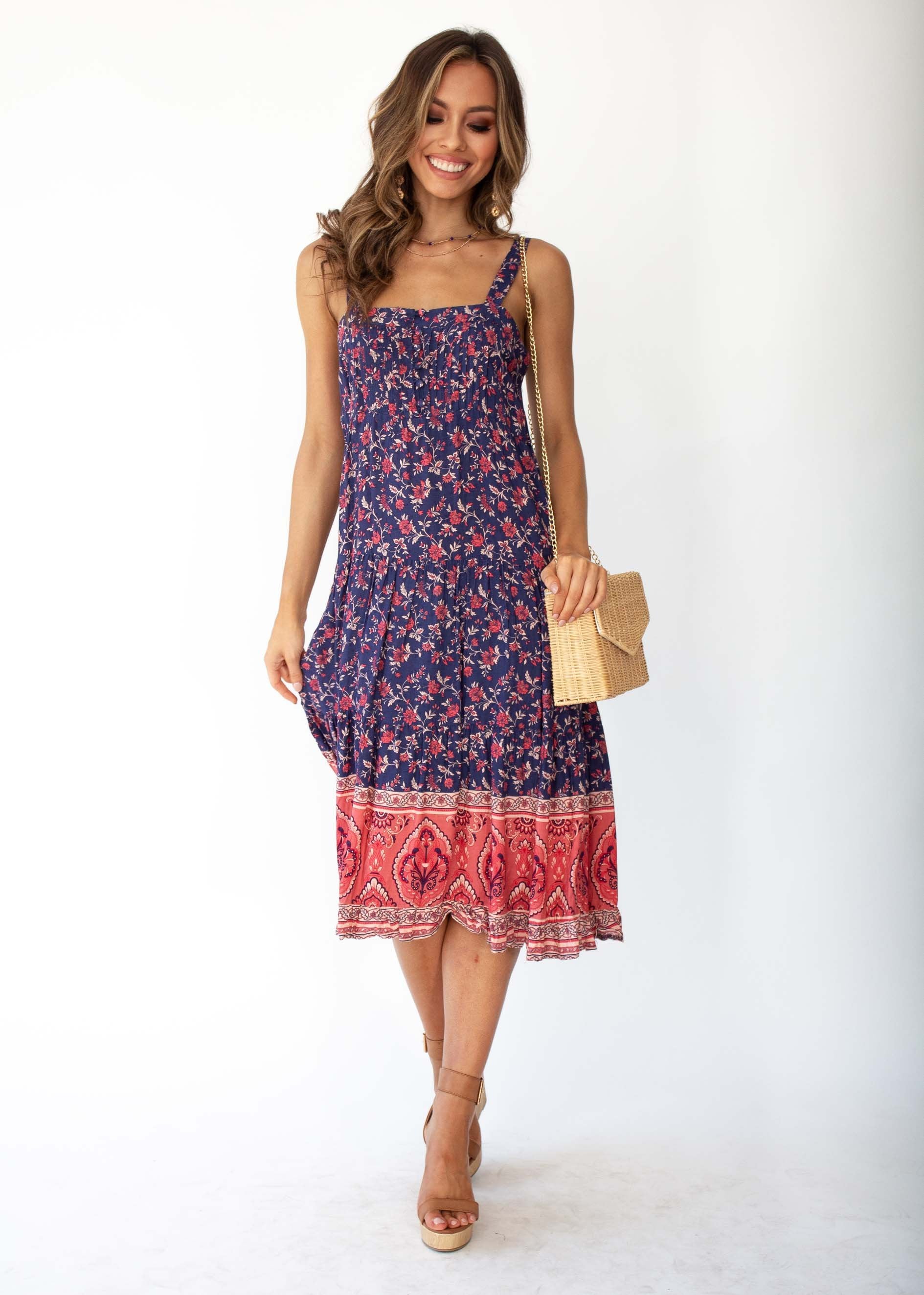 Sweet Life Midi Dress - Navy Floral