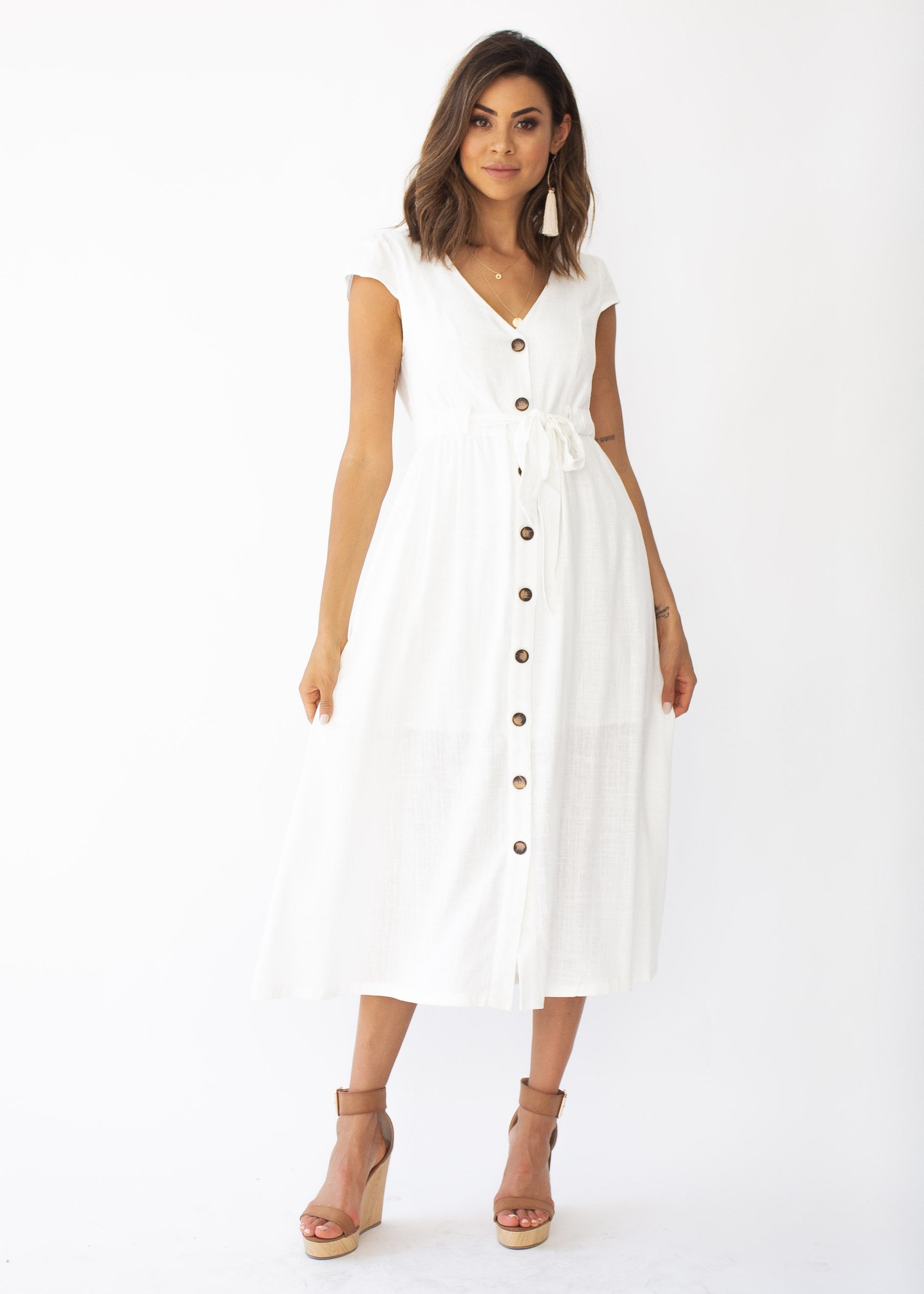 Bourdeaux Midi Dress - White