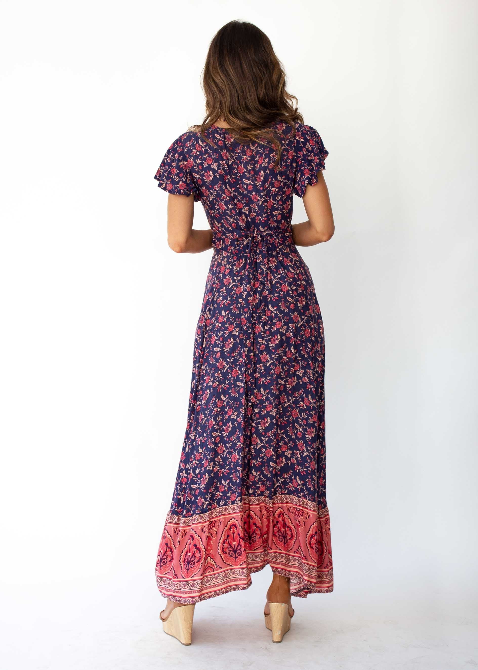 Mackenzie Wrap Maxi Dress - Navy Floral