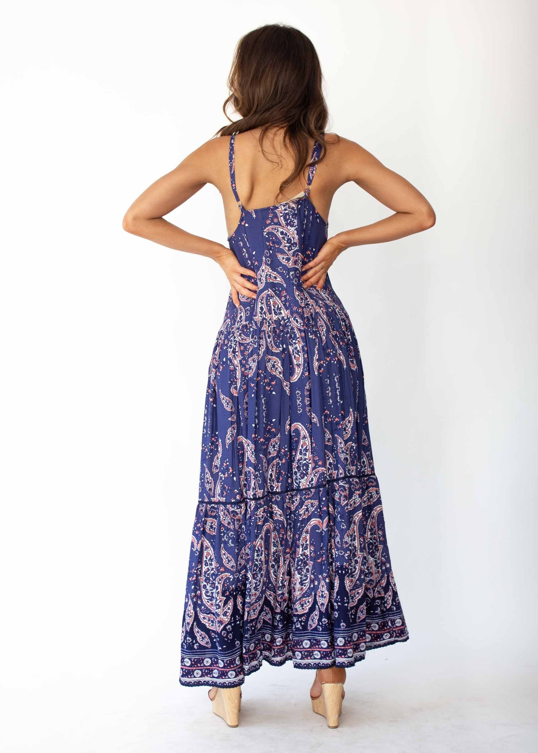 Amira Maxi Dress - Navy Paisley