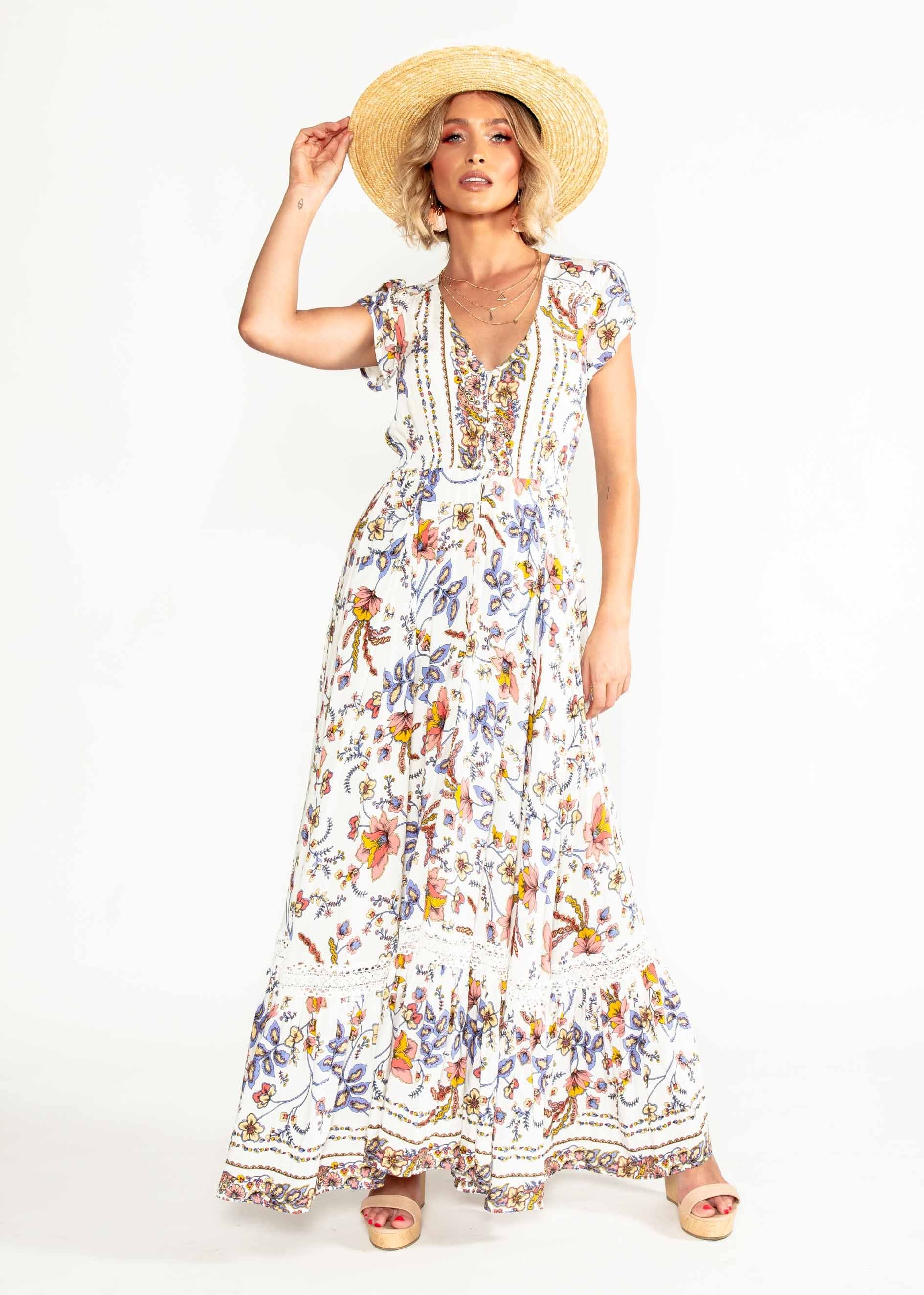 Carmen Maxi Dress - Floral Harvest