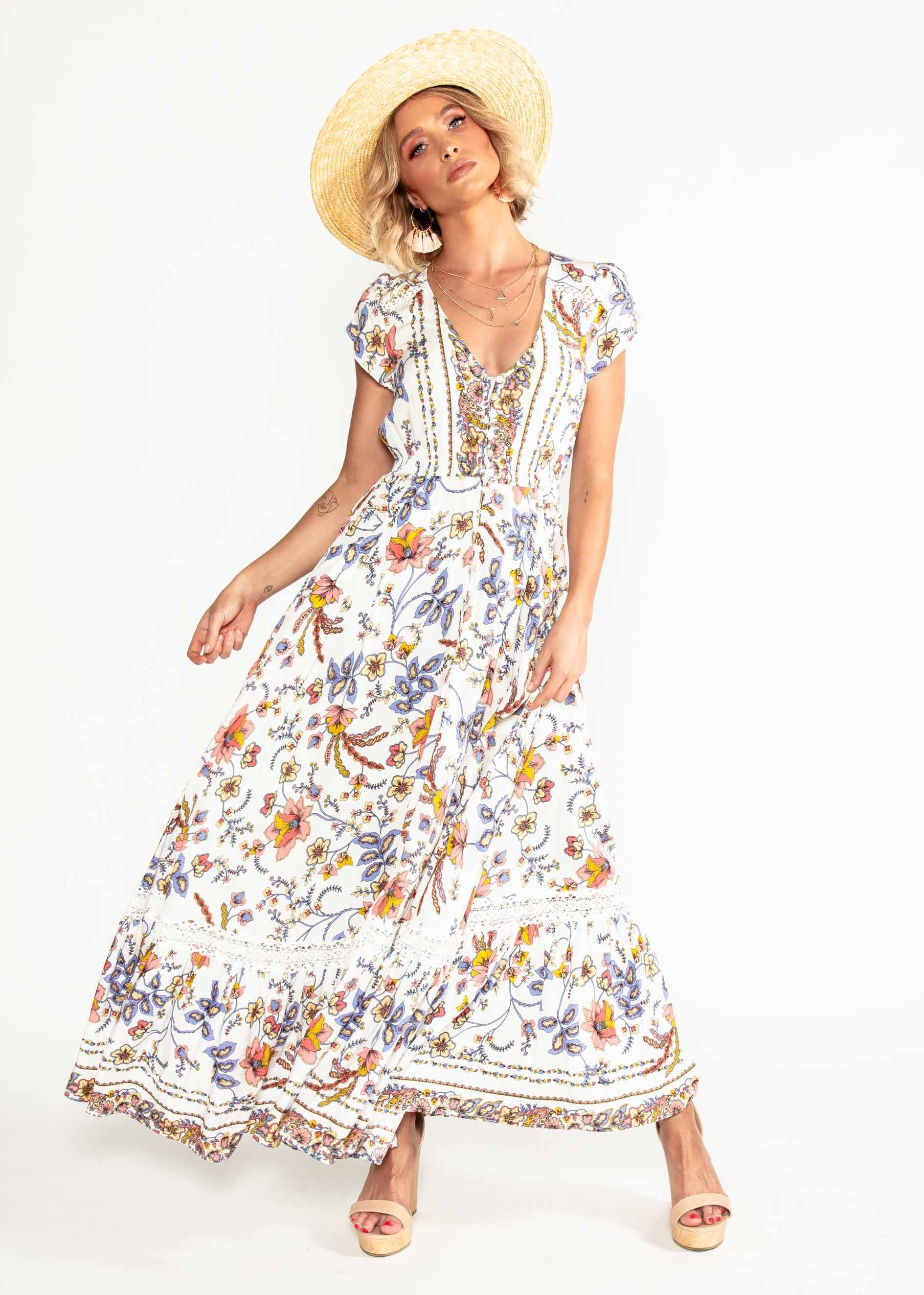 Carmen Maxi Dress - Floral Harvest