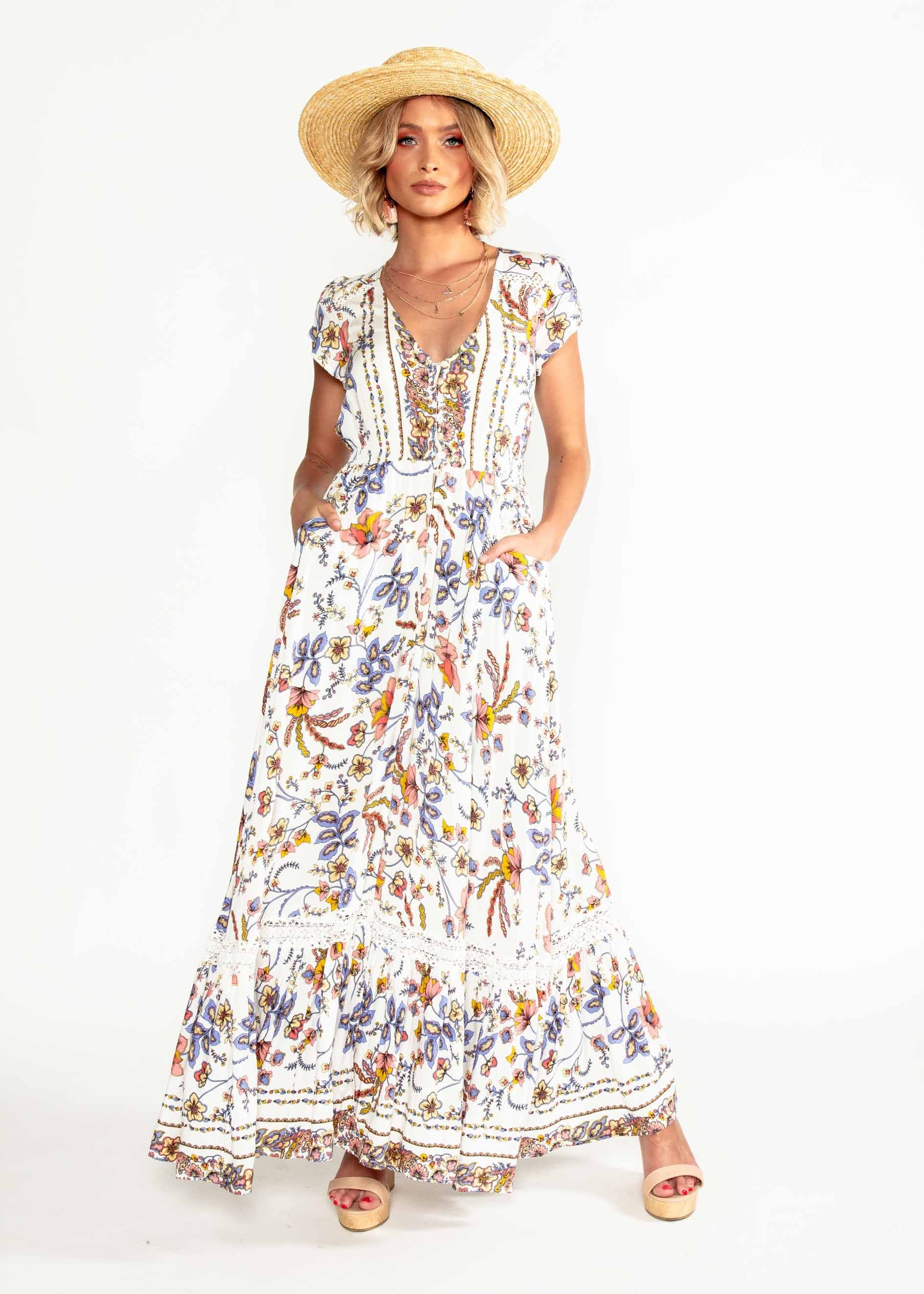 Carmen Maxi Dress - Floral Harvest