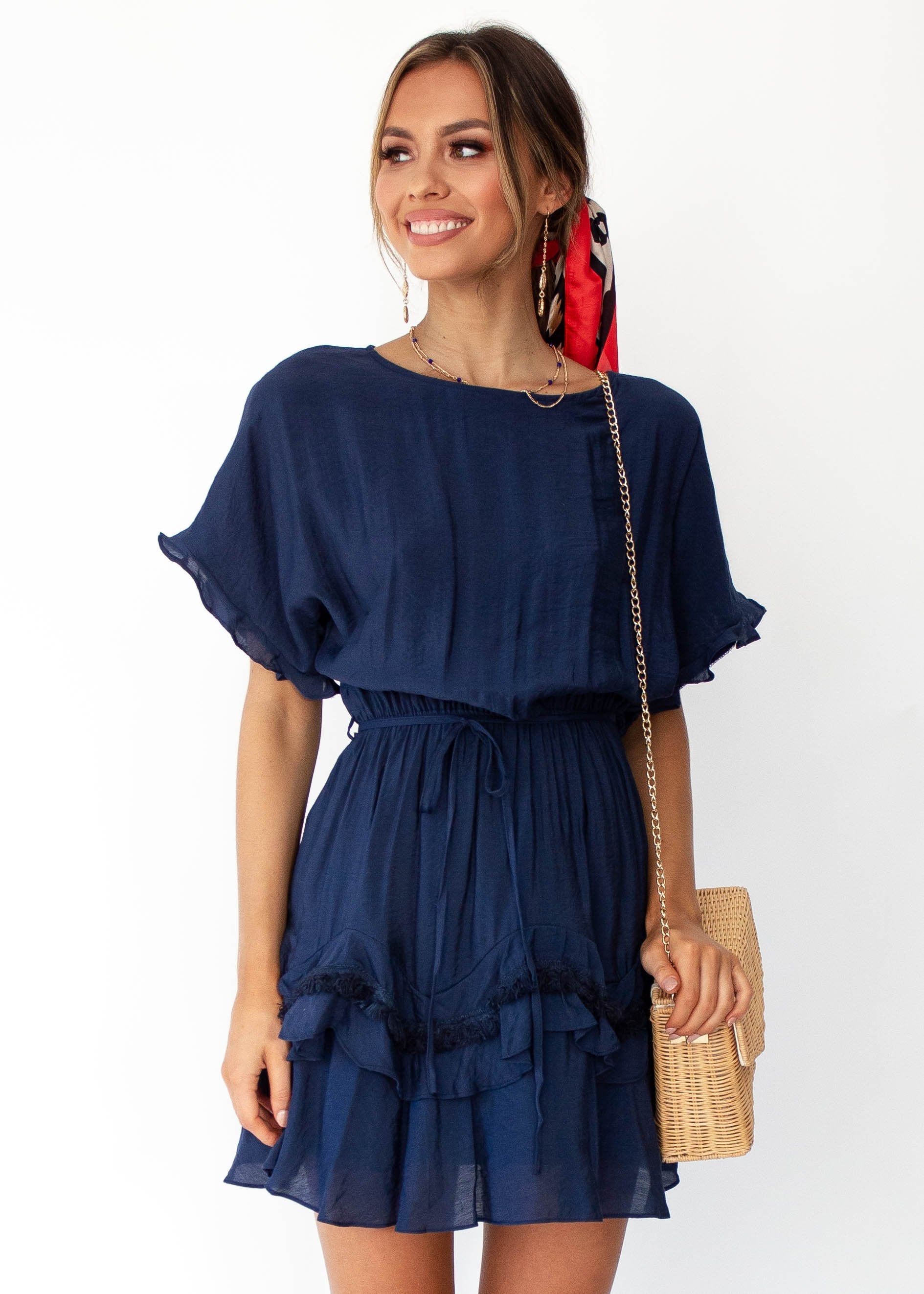 Touch of Glow Dress - Navy