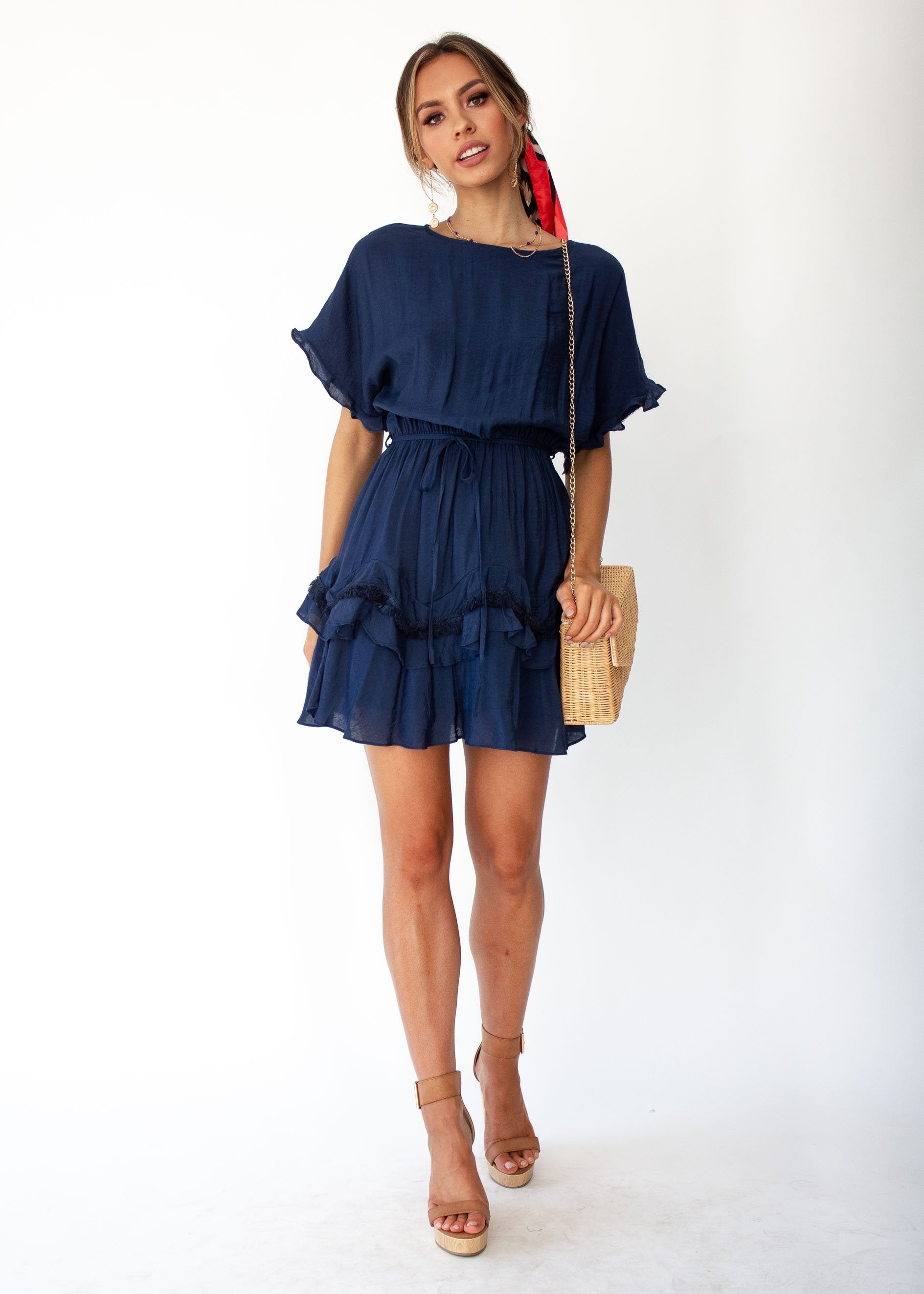 Touch of Glow Dress - Navy