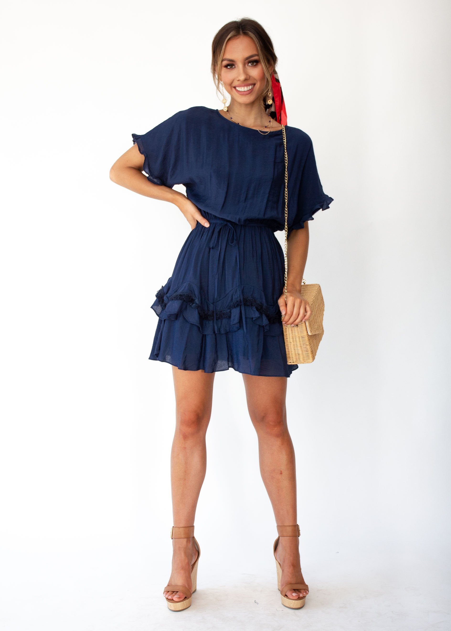 Touch of Glow Dress - Navy
