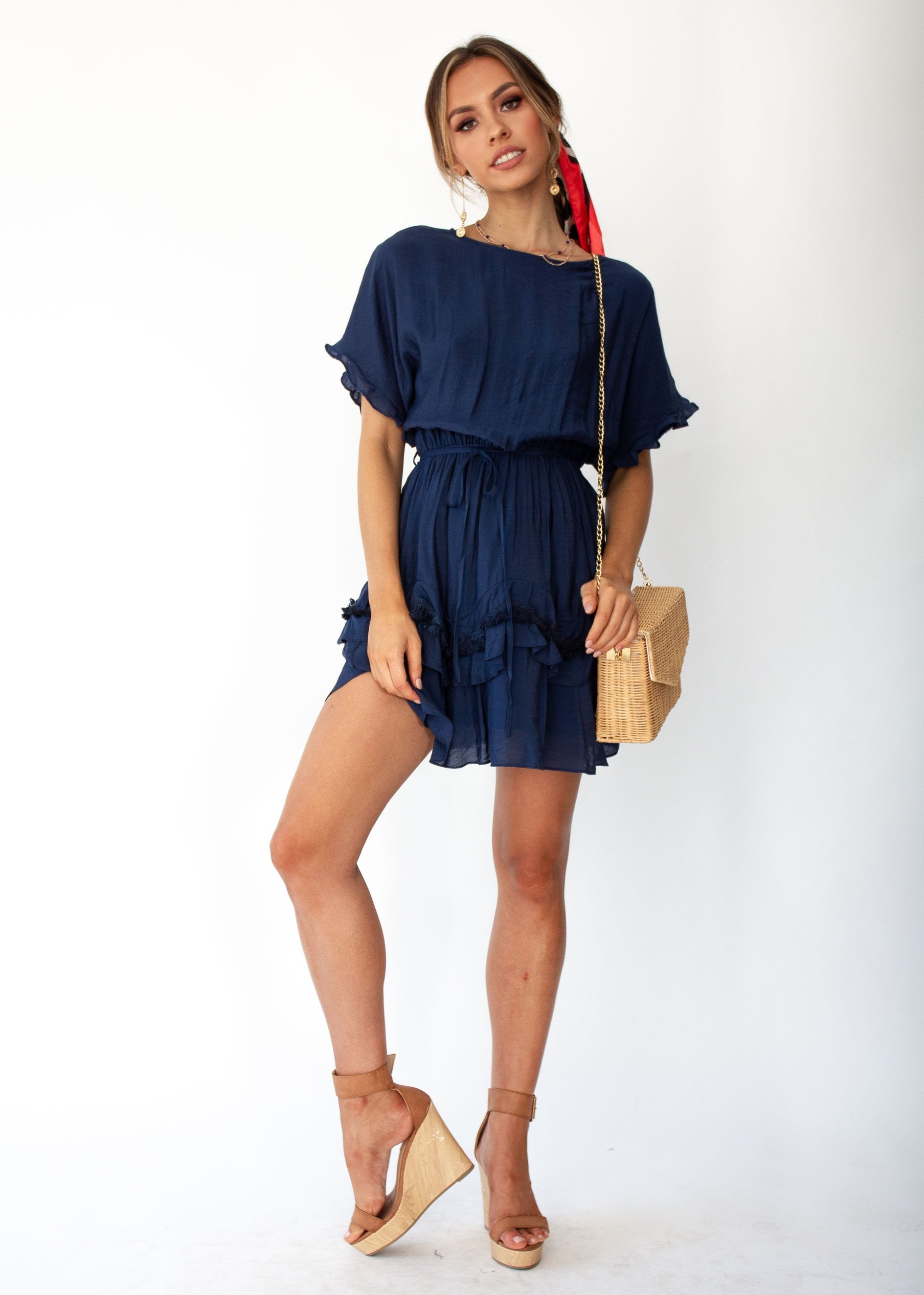 Touch of Glow Dress - Navy