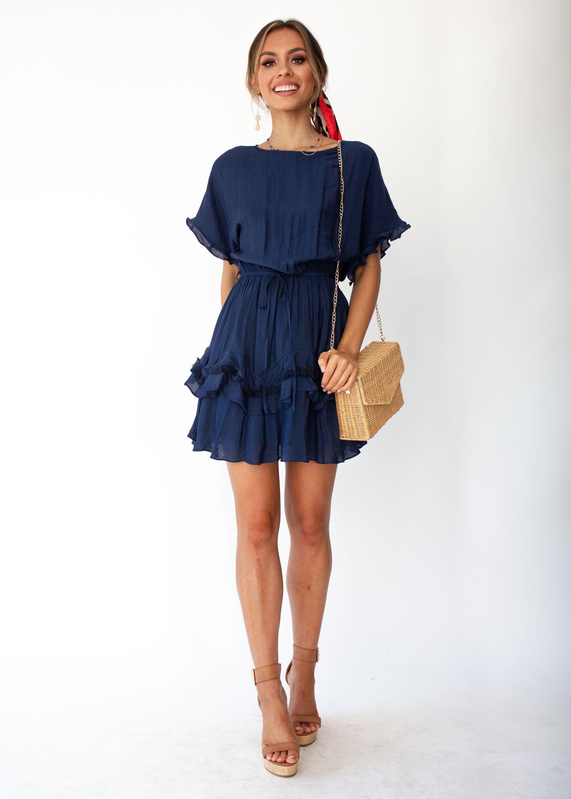 Touch of Glow Dress - Navy