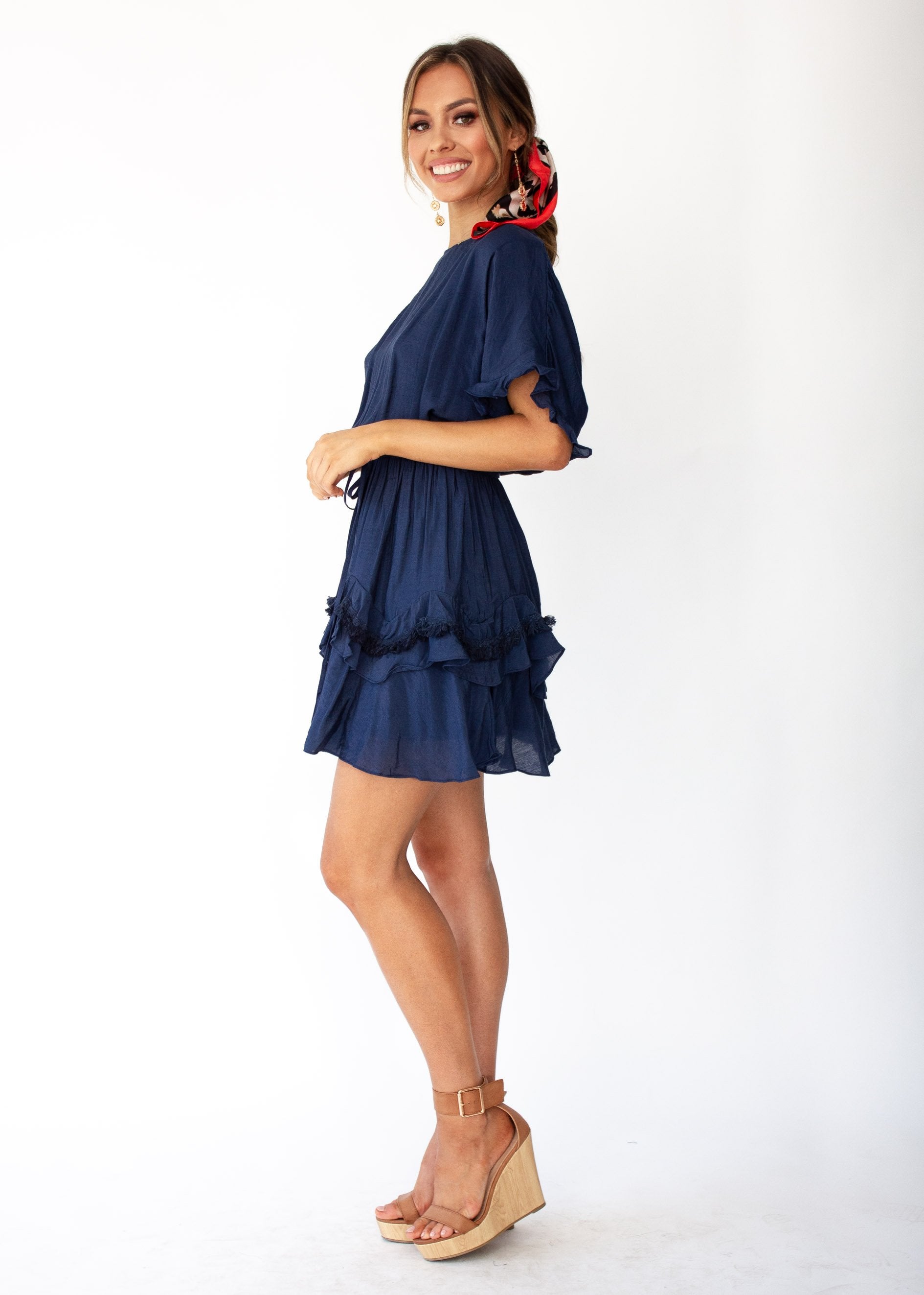 Touch of Glow Dress - Navy
