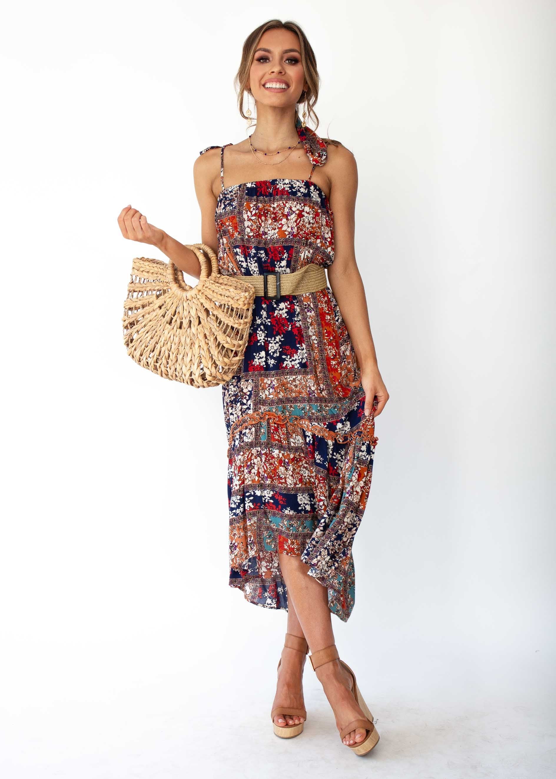 Nathalia Hi-Lo Midi Dress - Moroccan Floral