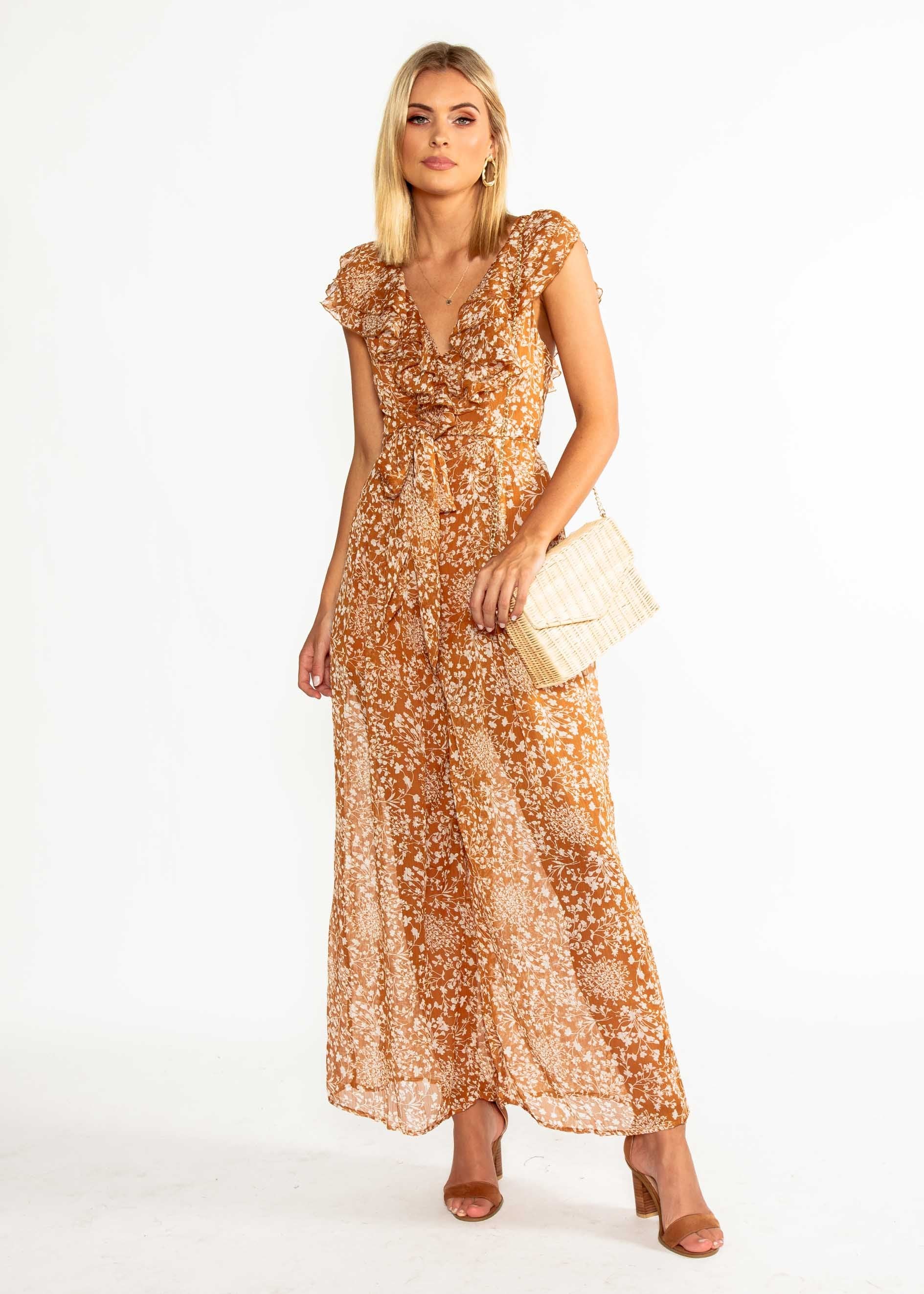 Once Before Pantsuit - Rust Floral
