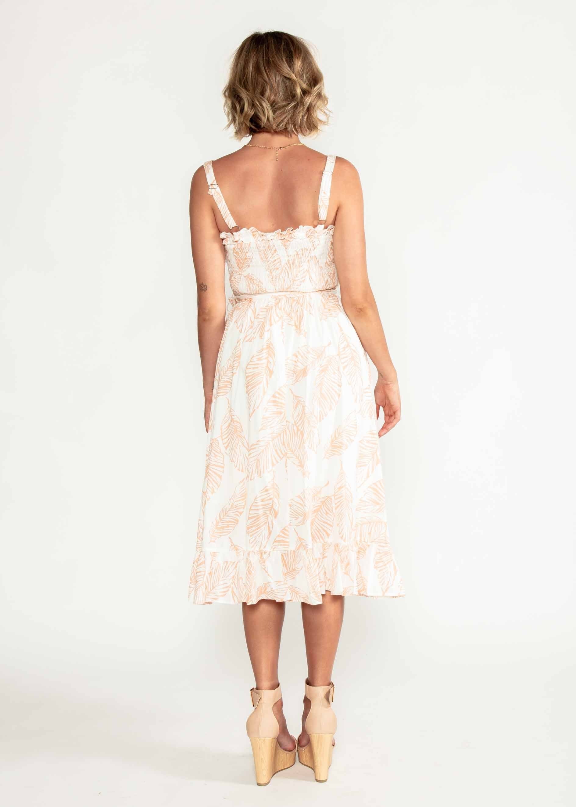 Great Escape Midi Dress w/ Tie - Peach Leaf