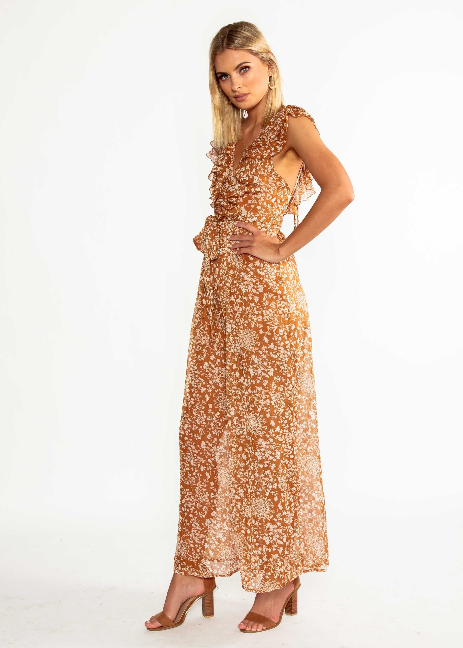 Once Before Pantsuit - Rust Floral