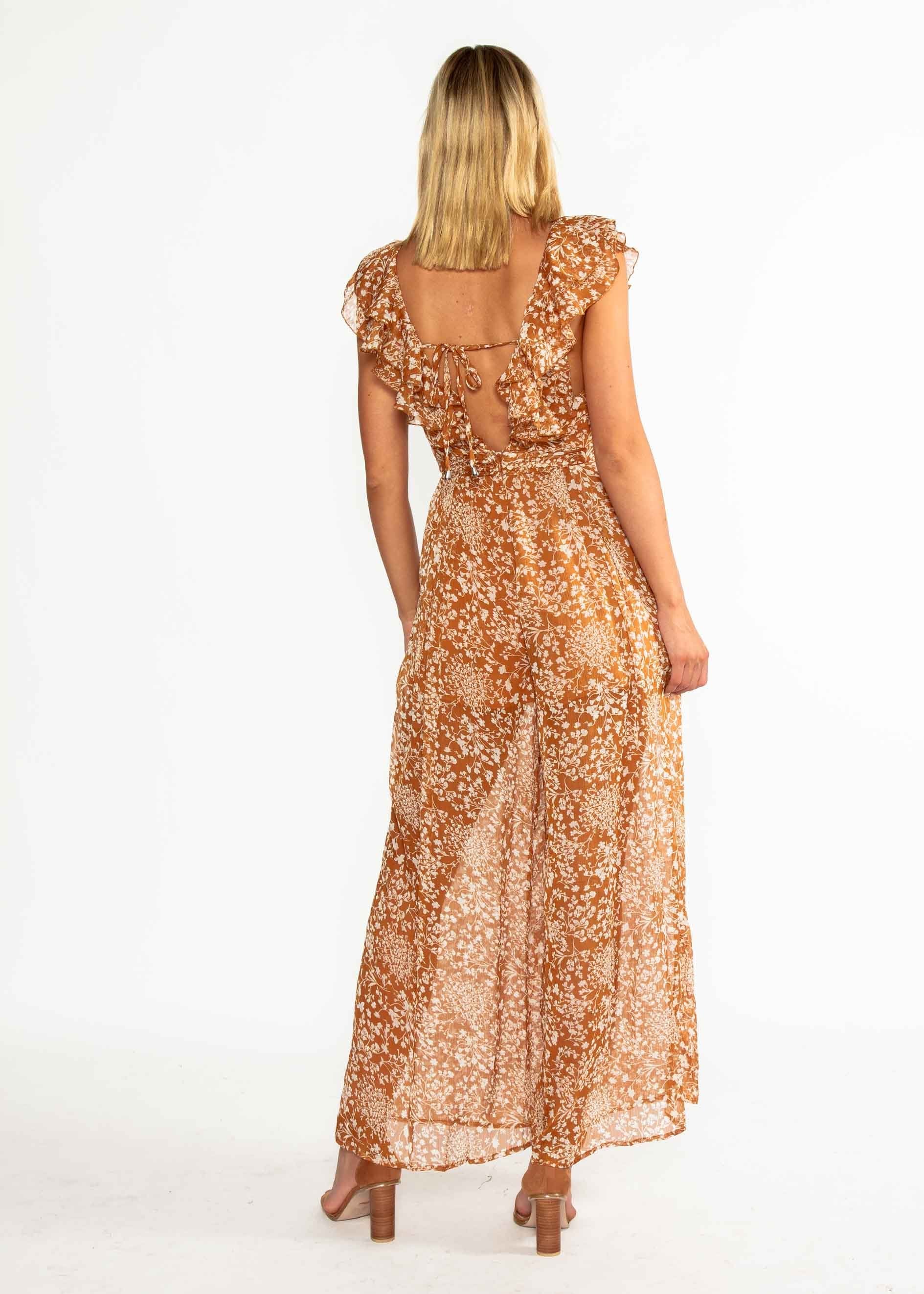 Once Before Pantsuit - Rust Floral