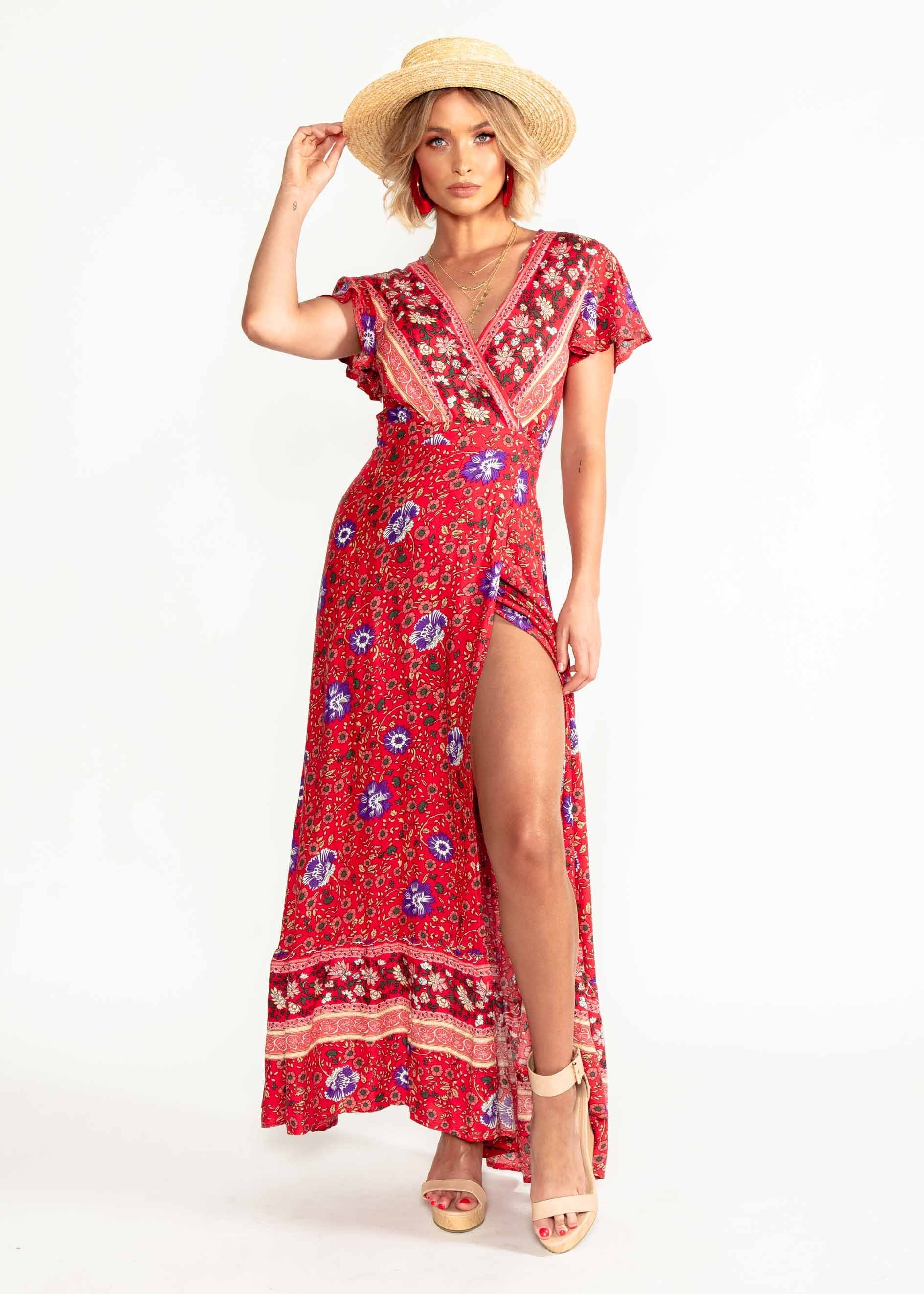 Mackenzie Wrap Maxi Dress - Saffron Blossom