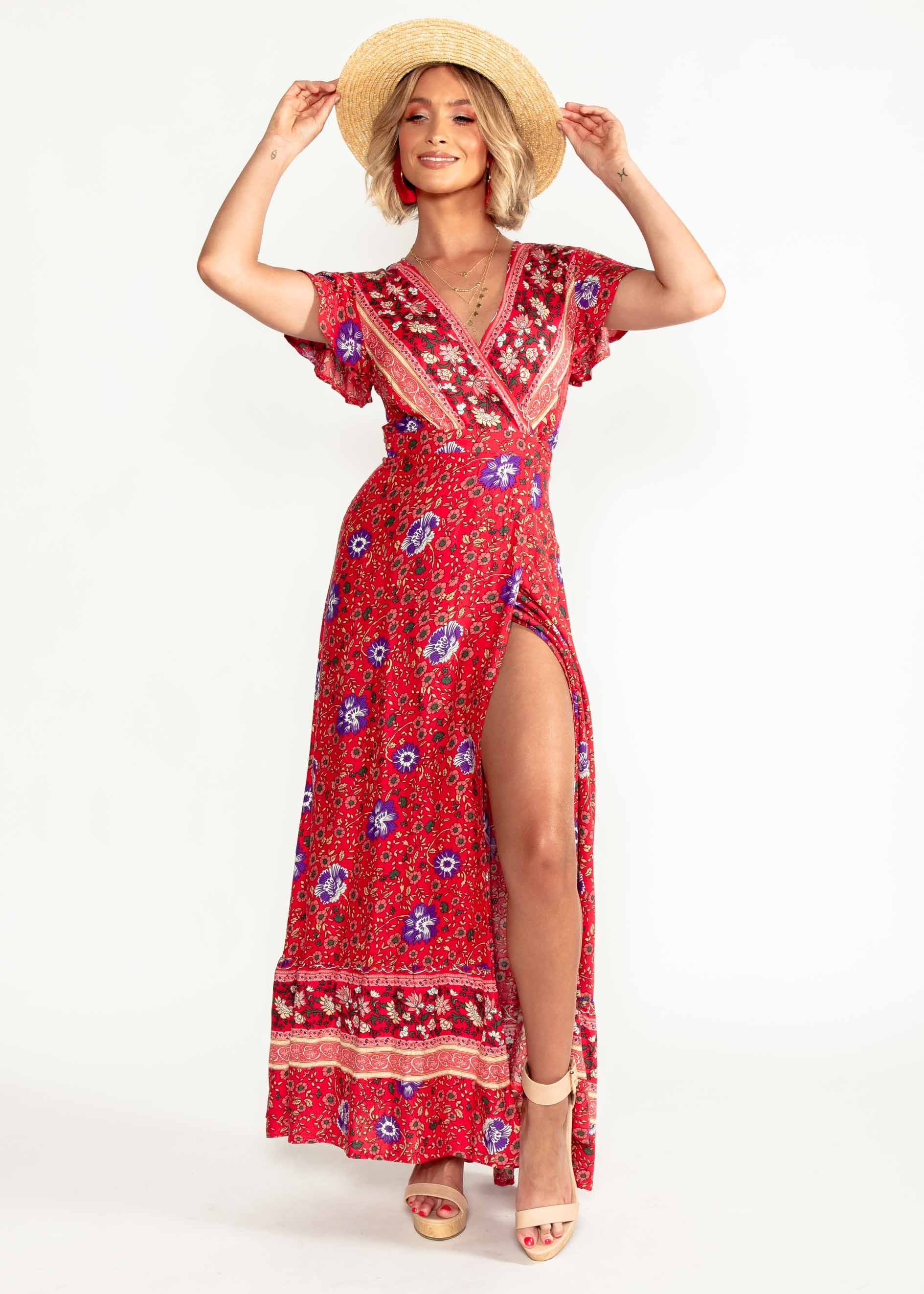 Mackenzie Wrap Maxi Dress - Saffron Blossom