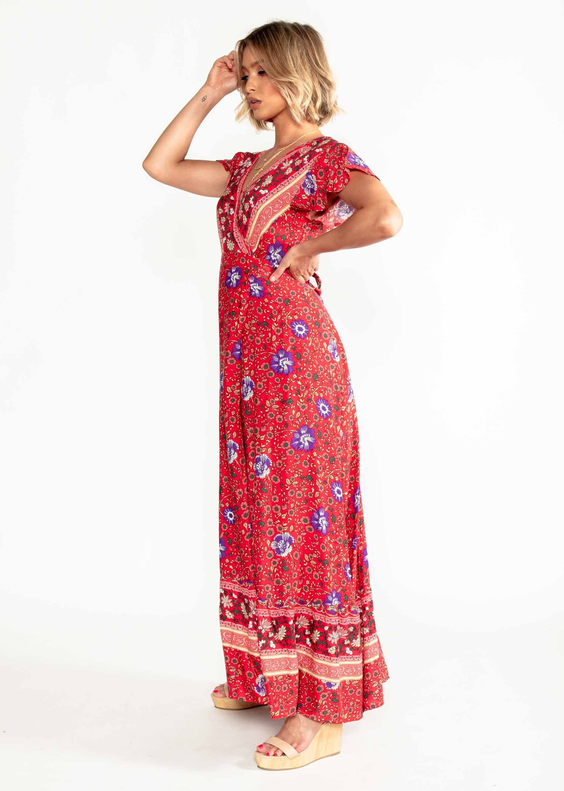 Mackenzie Wrap Maxi Dress - Saffron Blossom