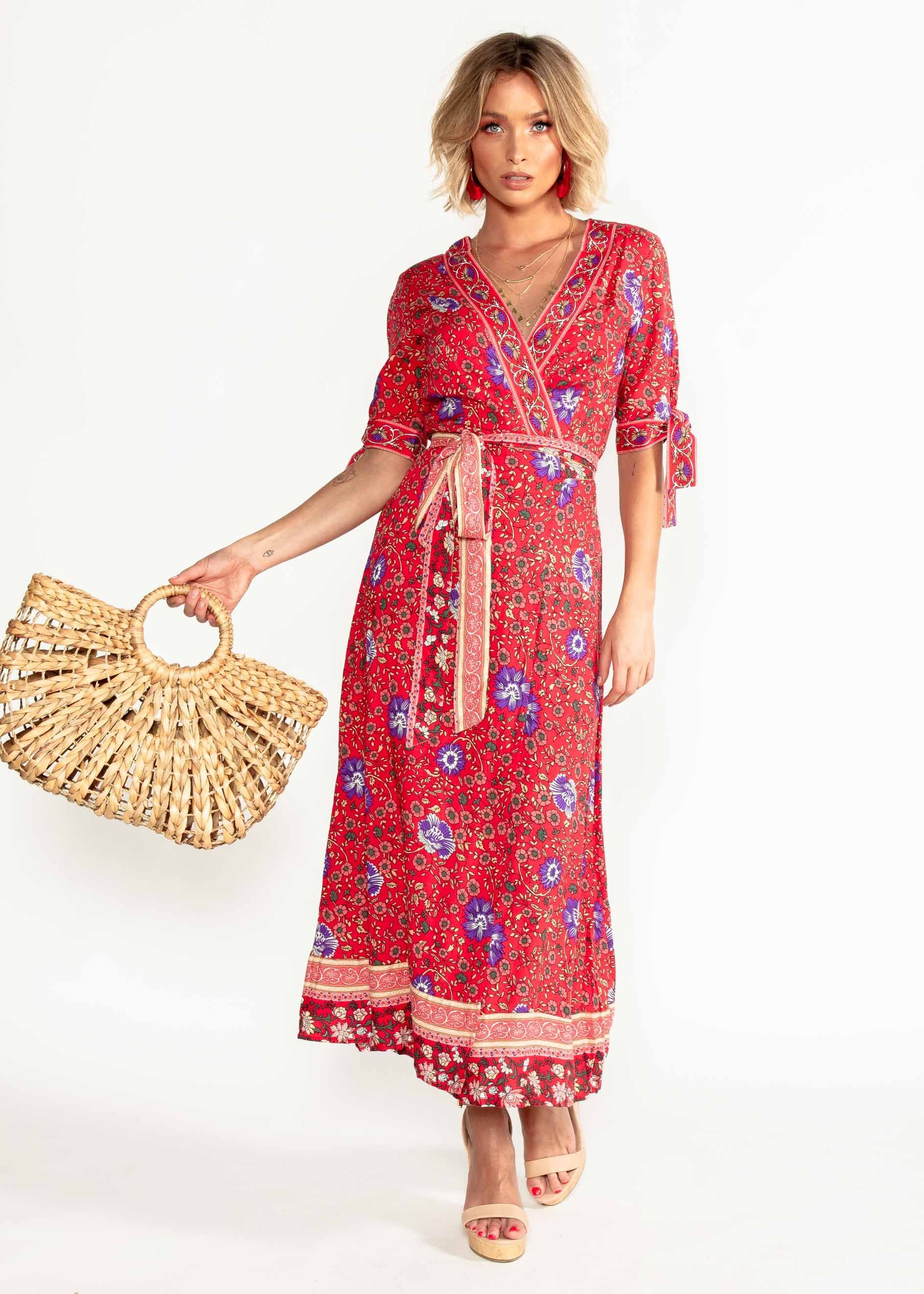 Beyond Dreams Wrap Maxi Dress - Saffron Blossom