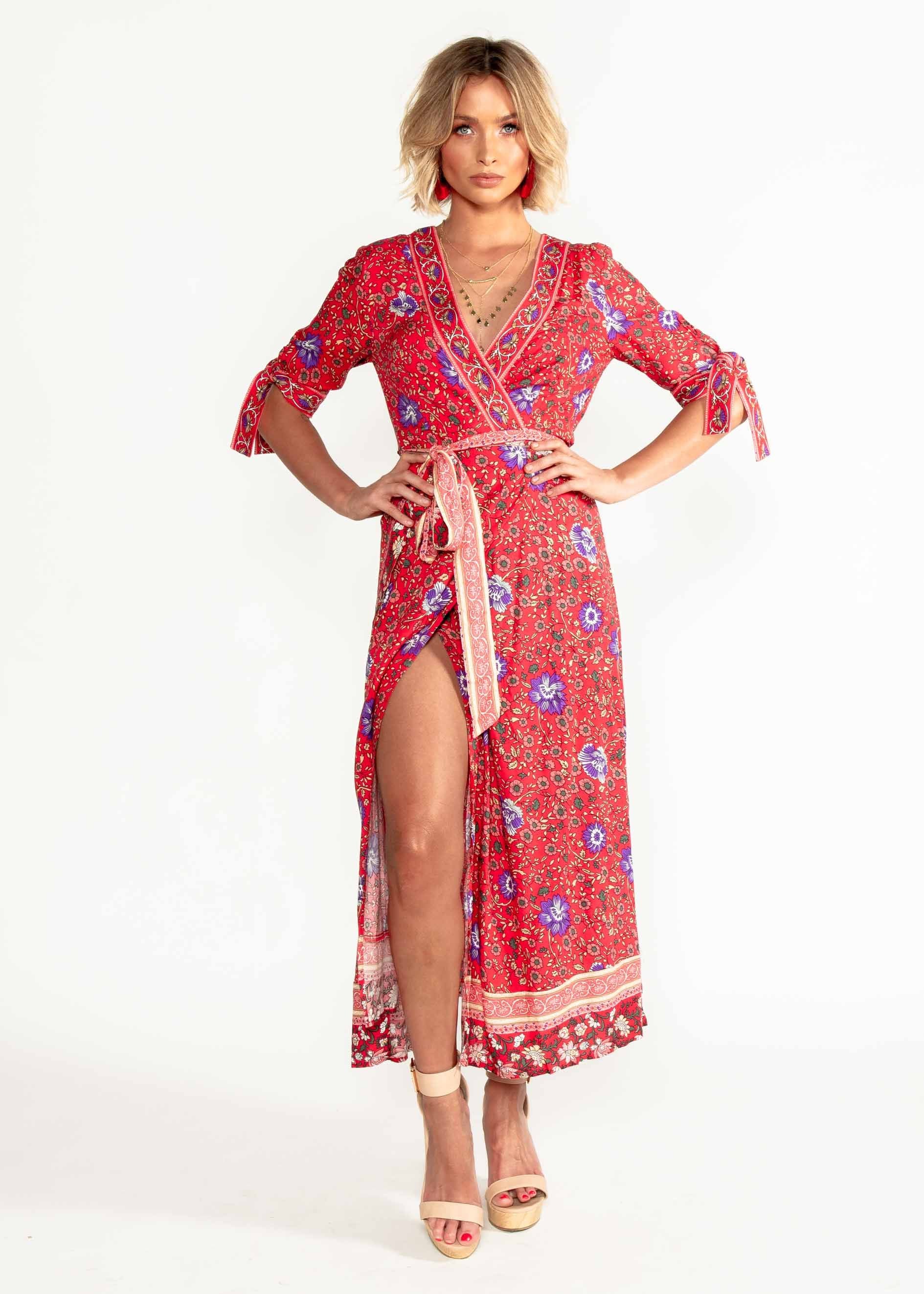 Beyond Dreams Wrap Maxi Dress - Saffron Blossom